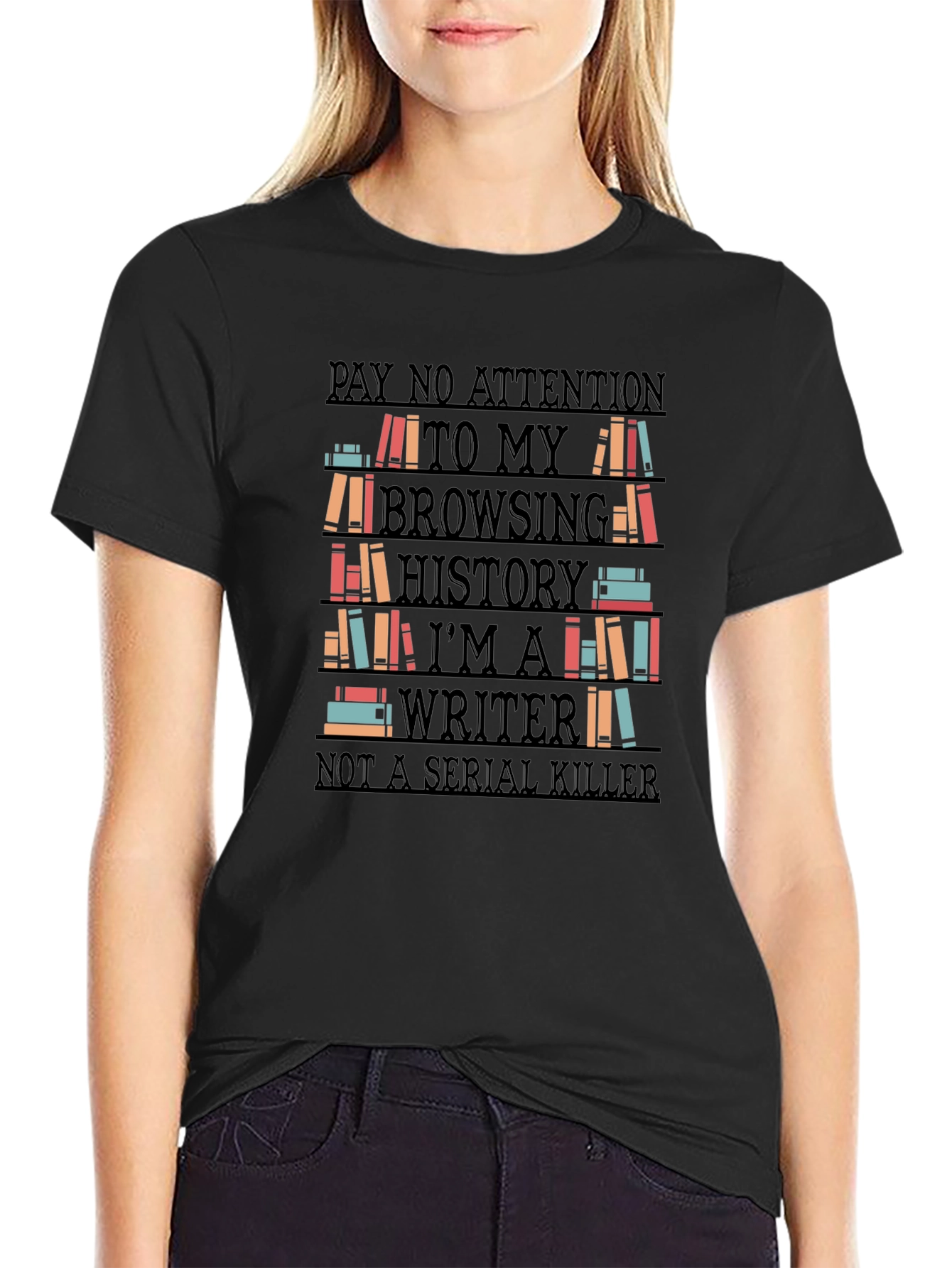 Black Writer Novelty T-Shirt - Browsing History Humor view 2