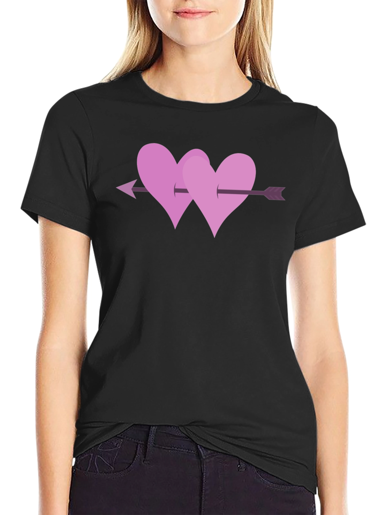 Black Love Arrow Heart T-Shirt - Valentine's Day Tee view 2