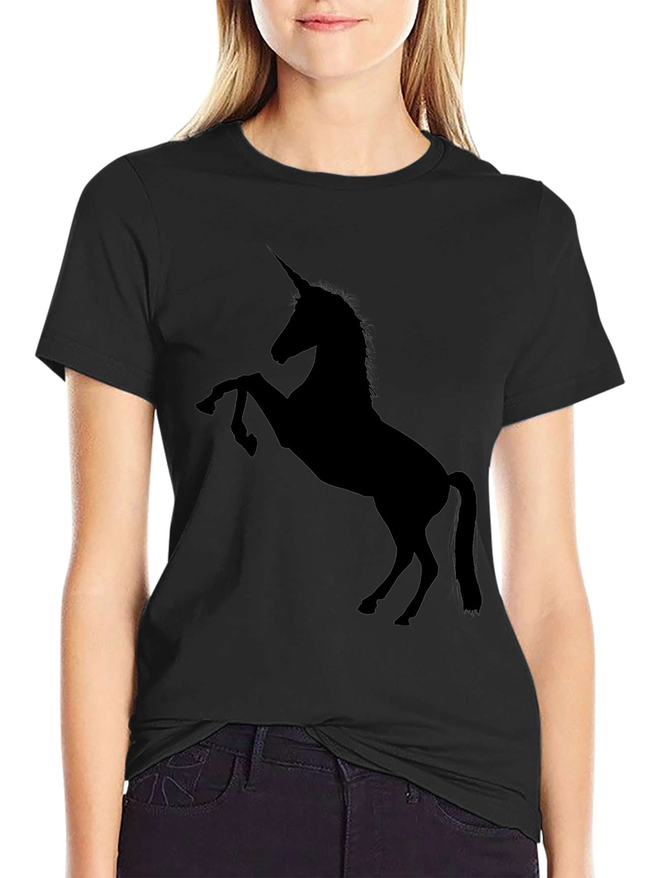 Black Unicorn Silhouette Tee - Black Graphic T-Shirt view 2