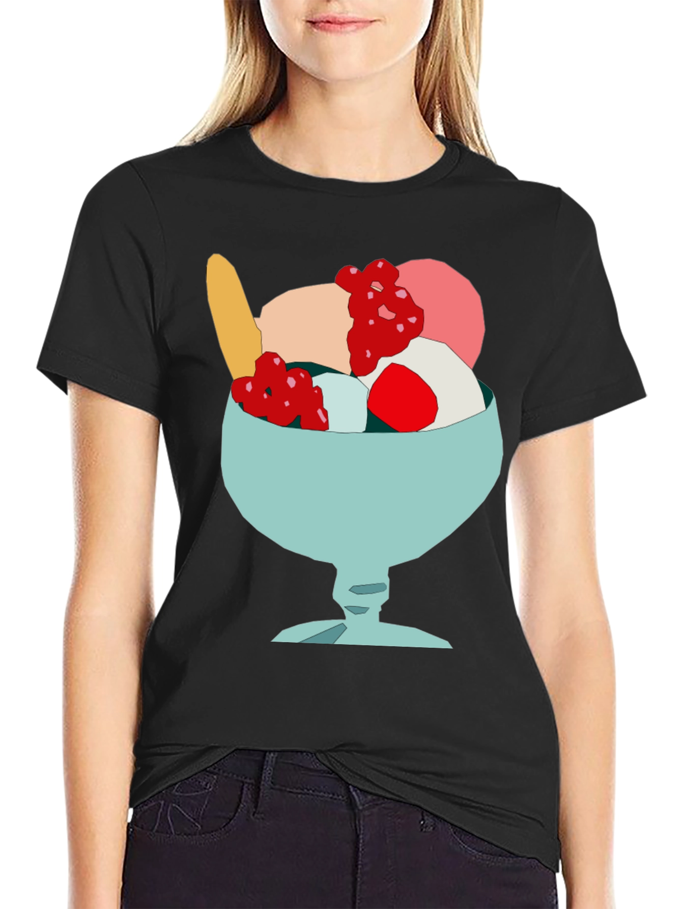 Black Ice Cream Dessert T-Shirt - Fun Novelty Graphic Tee view 2