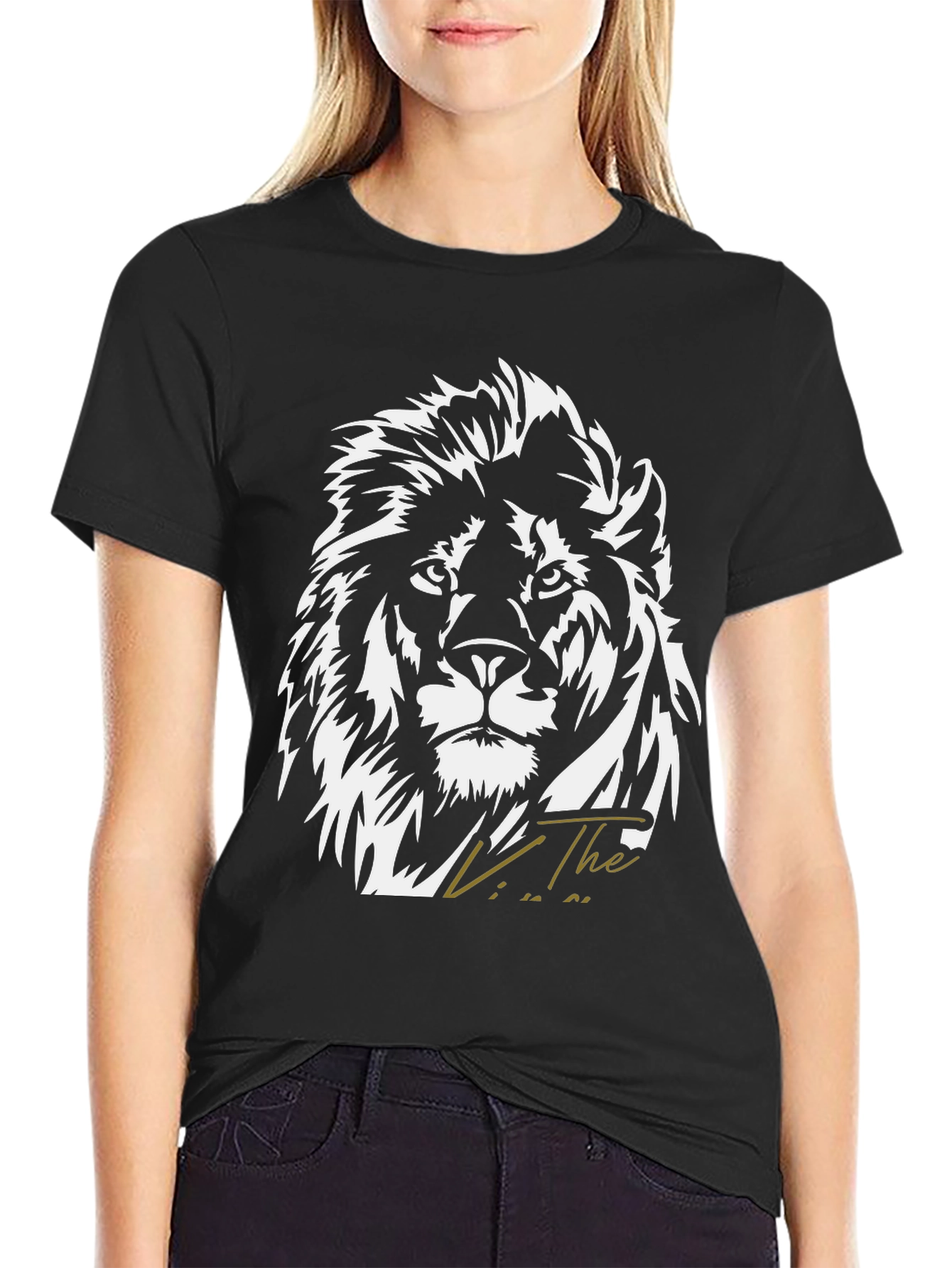 Black Lion Graphic Black T-Shirt for Men view 2