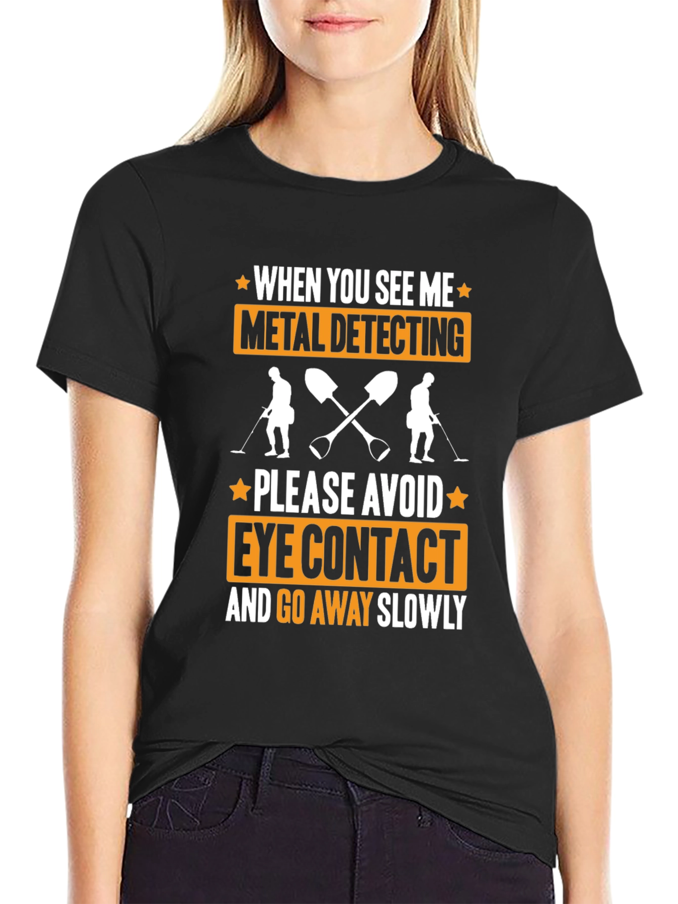 Black Metal Detecting T-Shirt Funny Graphic Tee view 2