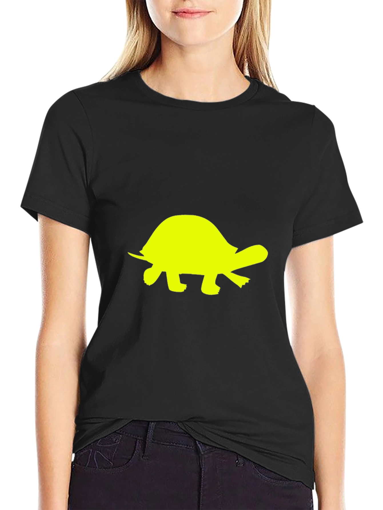 Black Turtle Graphic Tee - Black Cotton T-Shirt view 2