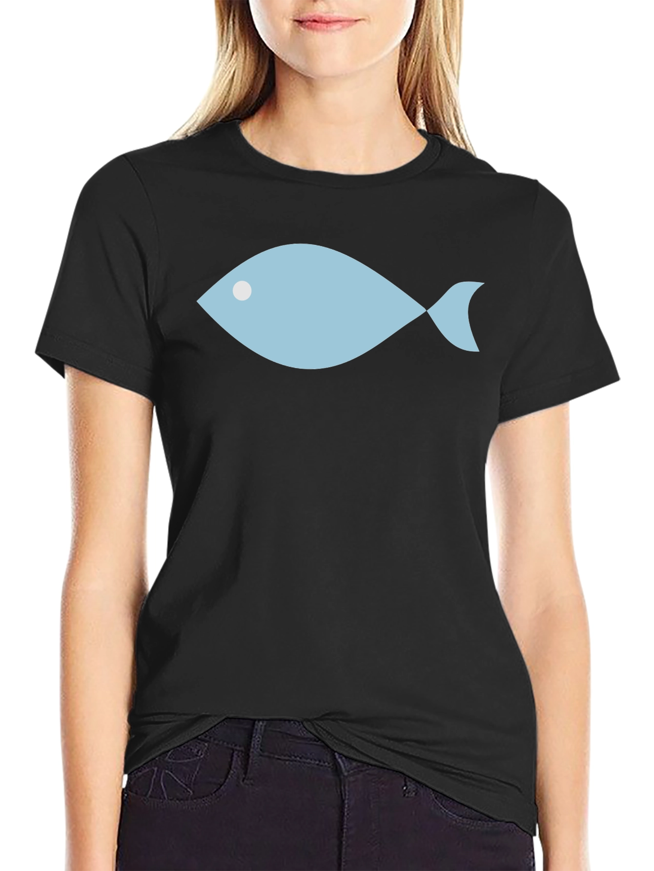 Black Minimalist Fish Graphic Tee - Unisex view 2