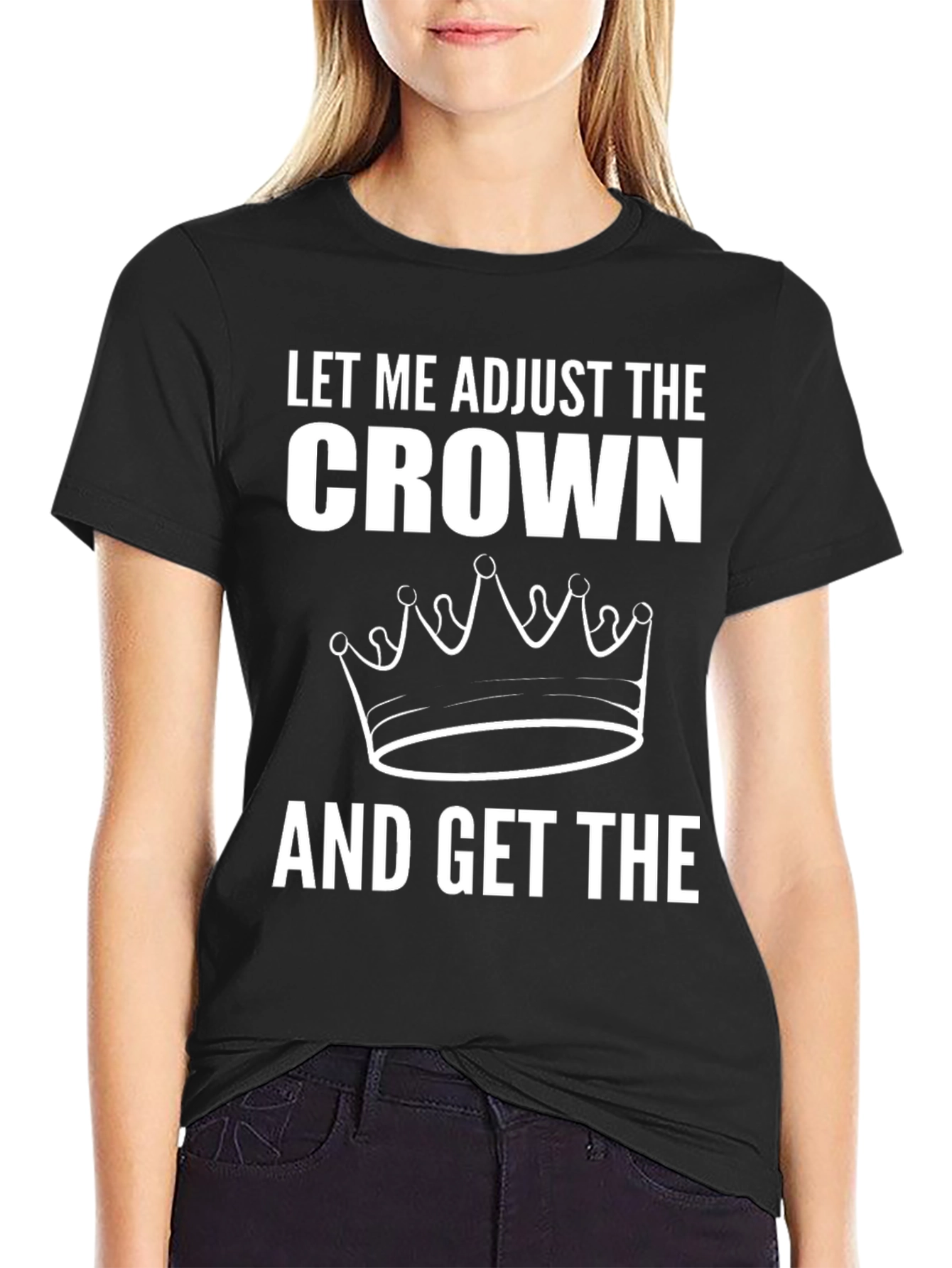 Black Adjust the Crown Graphic T-Shirt - Premium Quality view 2