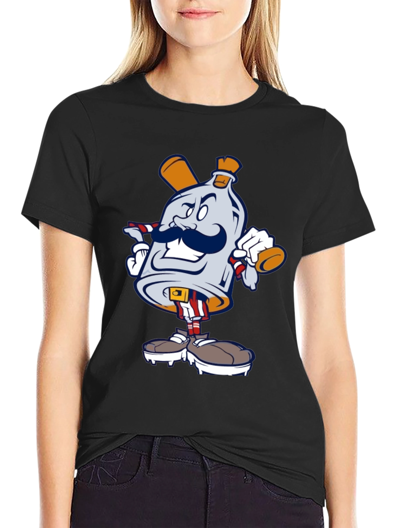 Black Cartoon Character T-Shirt view 2