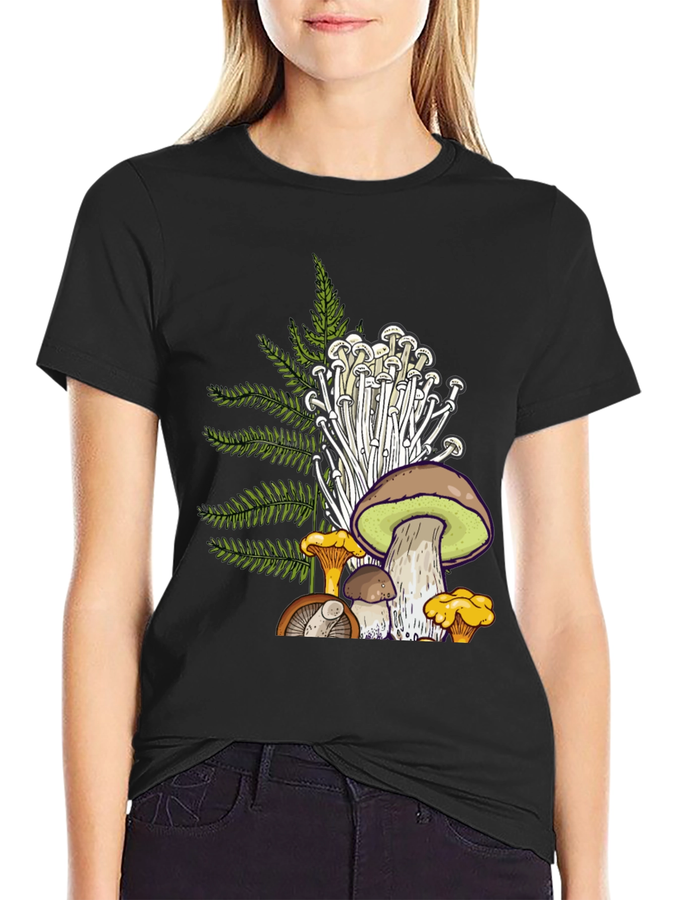 Black Mushroom Graphic T-Shirt - Nature Inspired Tee view 2