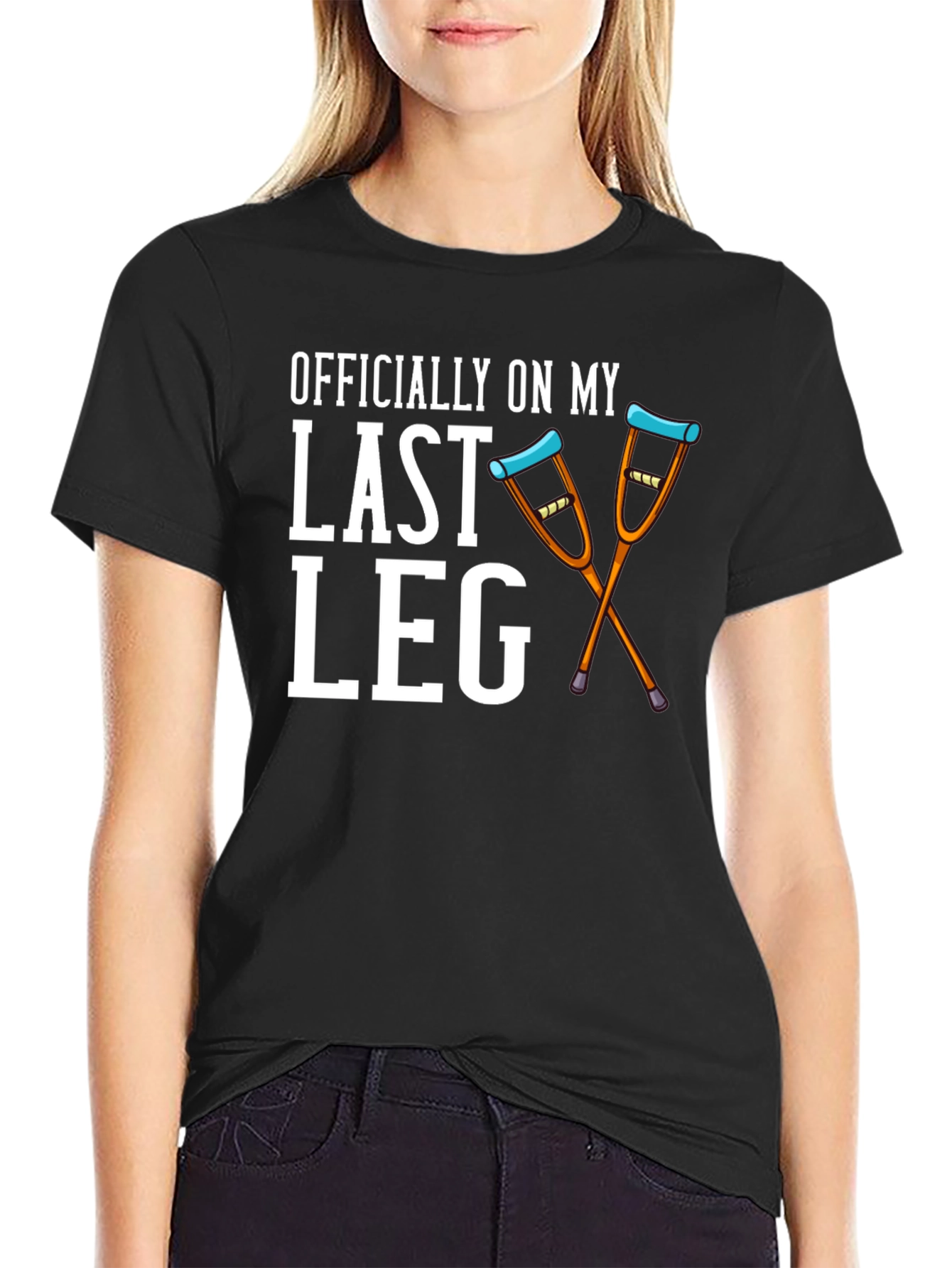 Black Officially On My Last Leg T-Shirt view 2