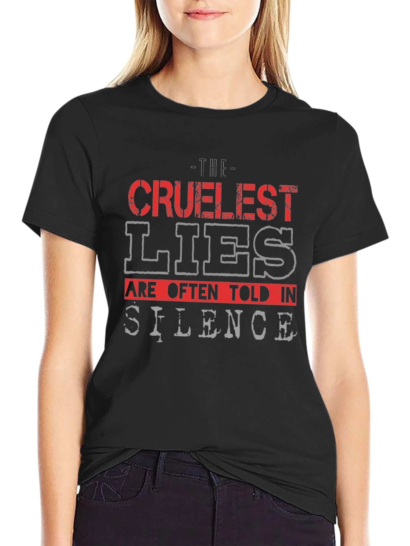 Black Cruelest Lies Graphic T-Shirt view 2