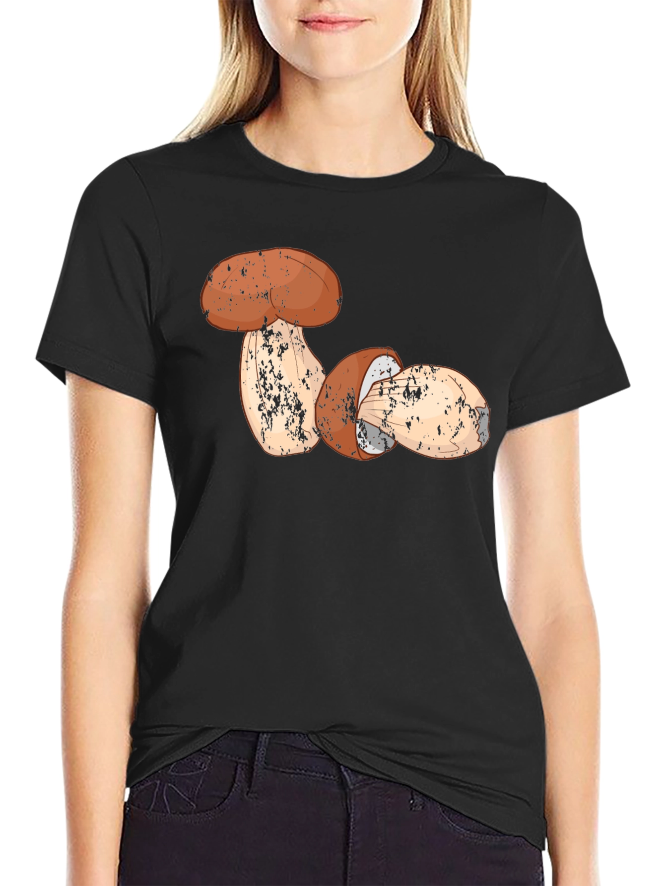 Black Mushroom Graphic T-Shirt - Nature Lover's Tee view 2