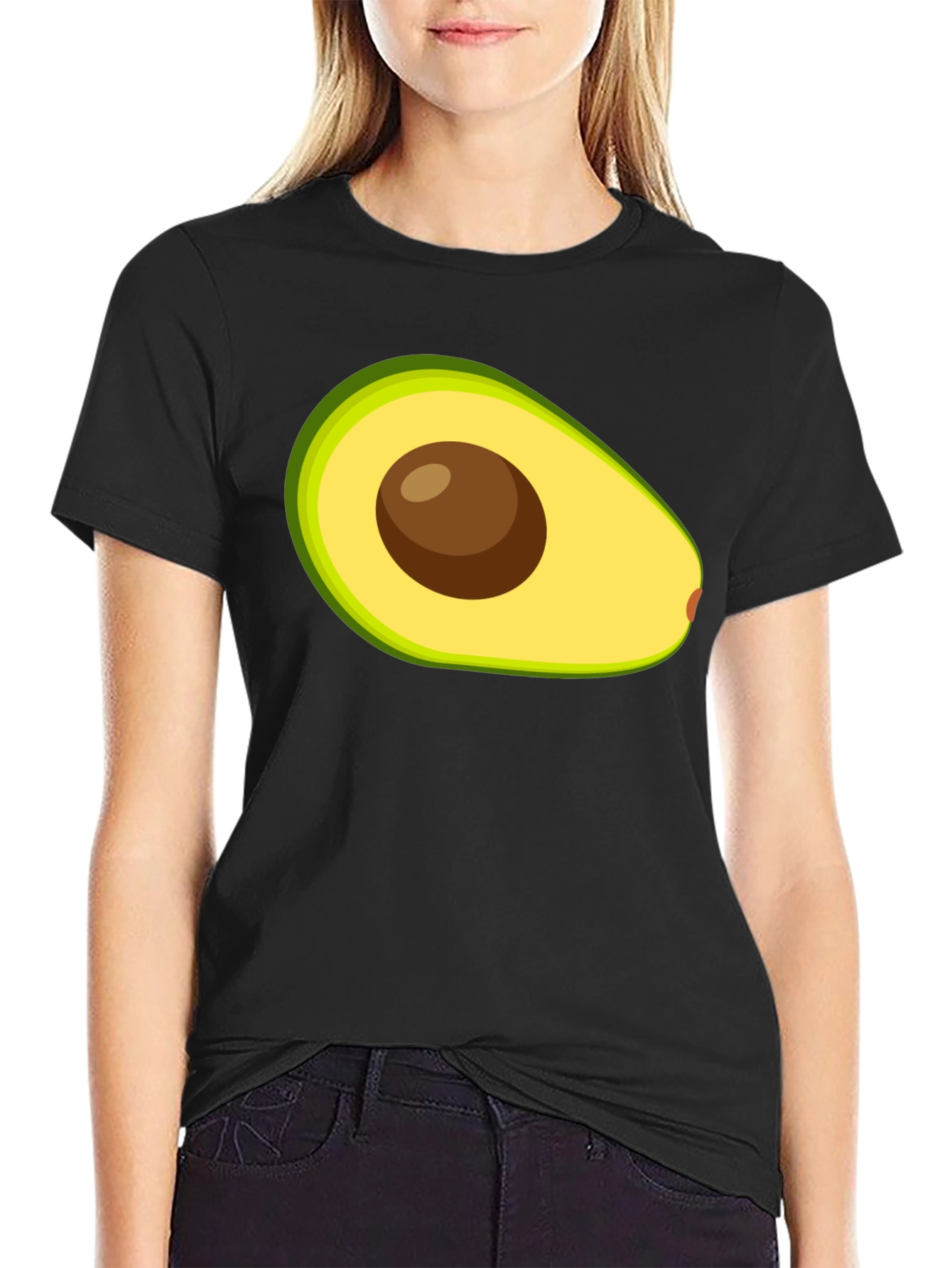 Black Avocado Graphic Tee - Black Cotton T-Shirt view 2