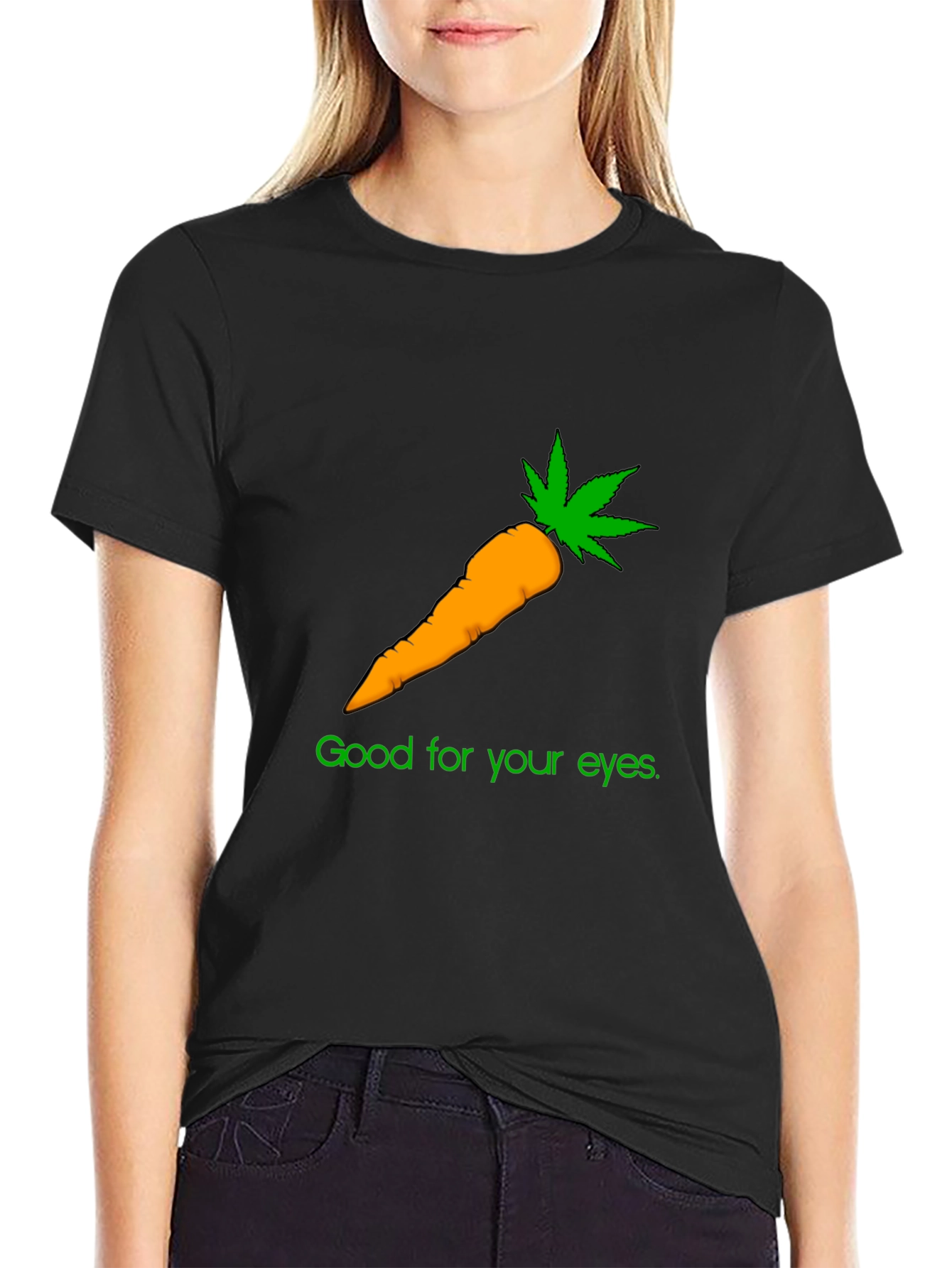 Black Funny Carrot Weed T-Shirt - Good for Your Eyes! view 2