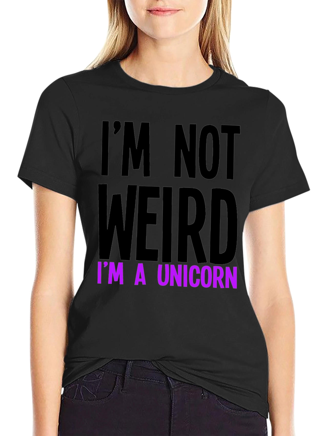 Black I'm Not Weird I'm A Unicorn Funny T-Shirt view 2
