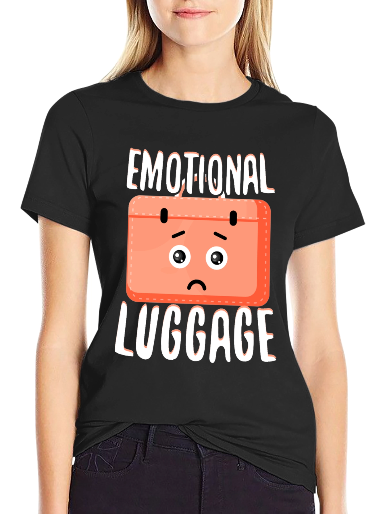 Black Emotional Baggage T-Shirt - Funny Novelty Tee view 2
