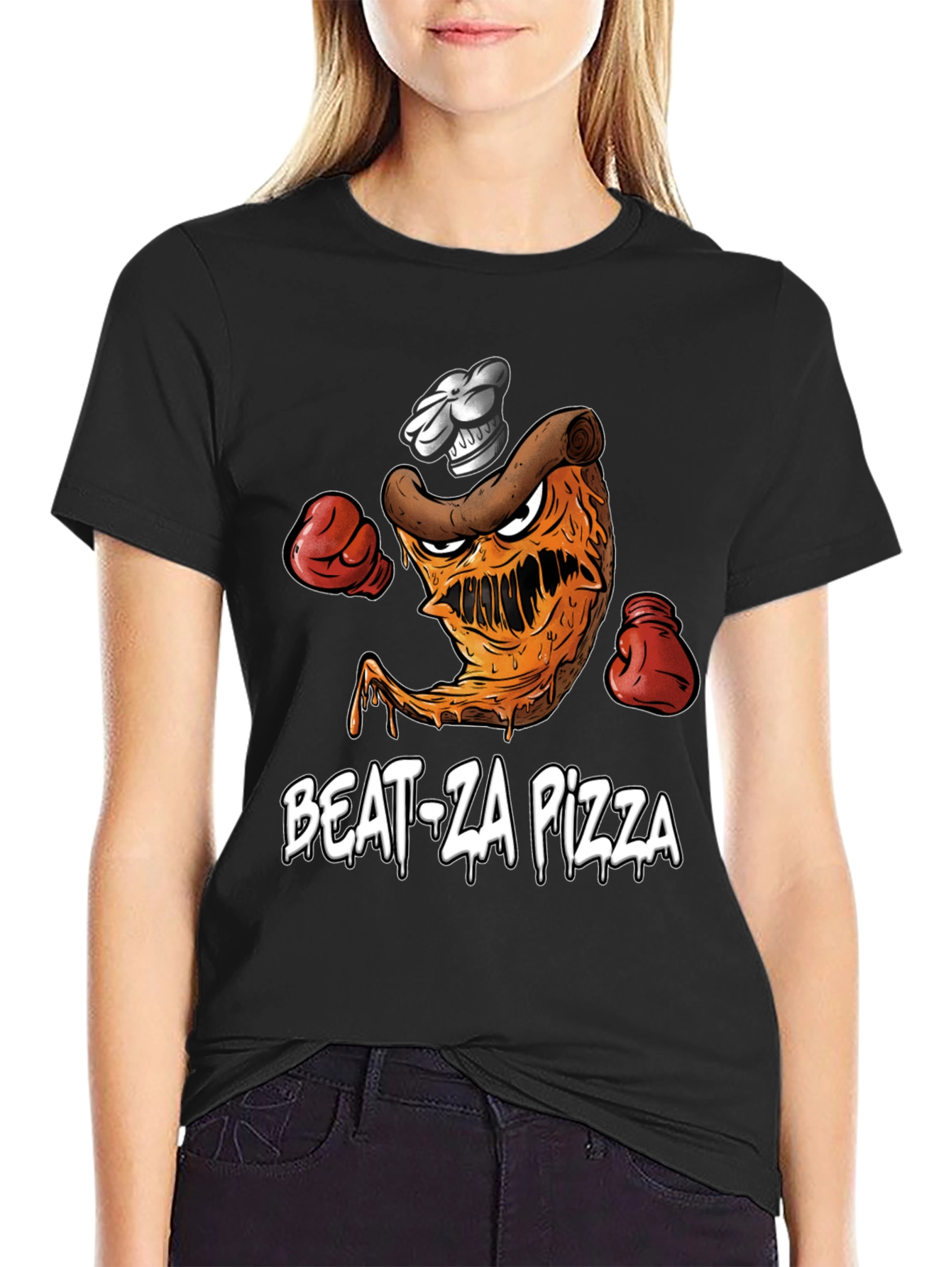 Black Beat-Za Pizza Graphic T-Shirt view 2
