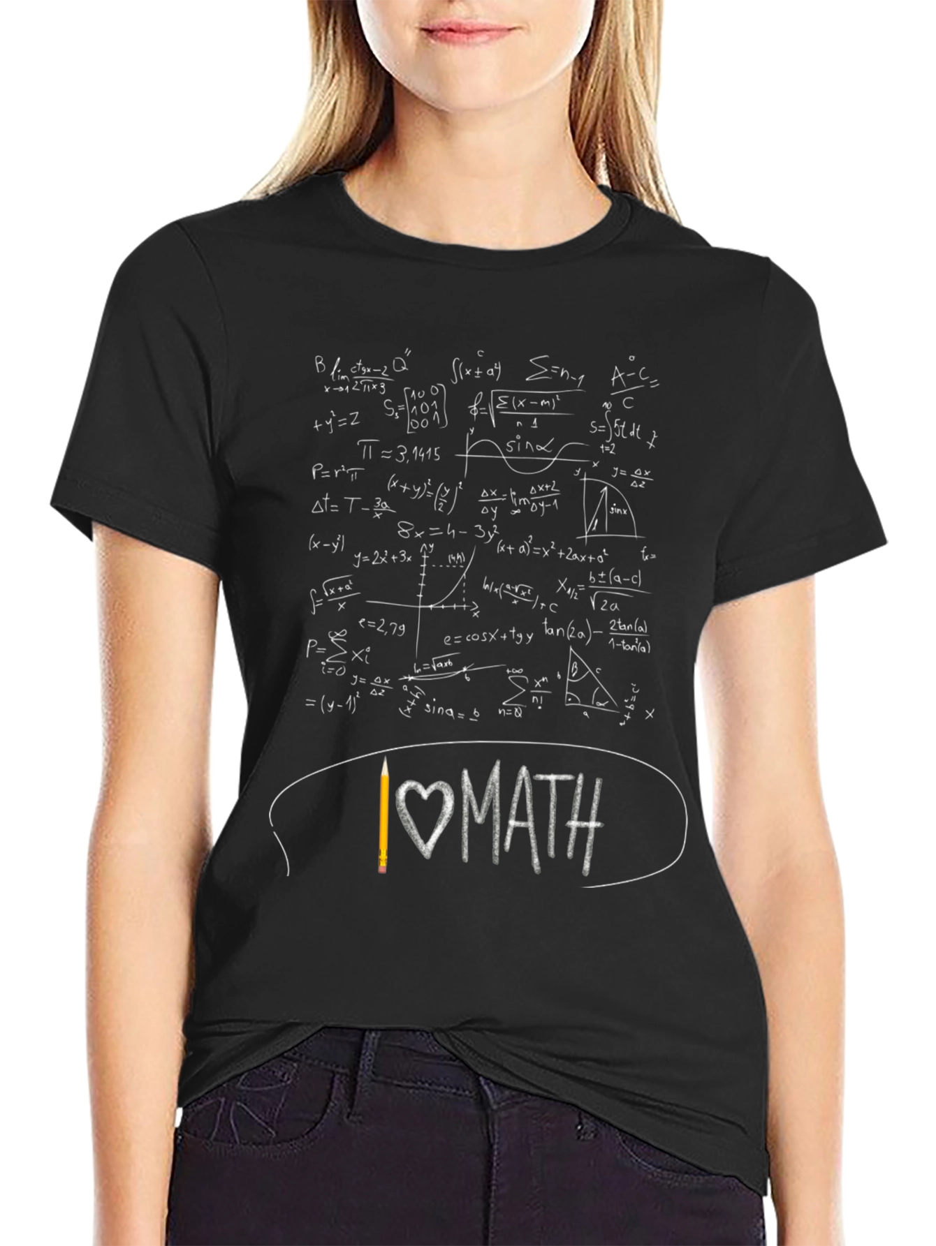 Black I Love Math Equations Graphic Tee - Unisex view 2