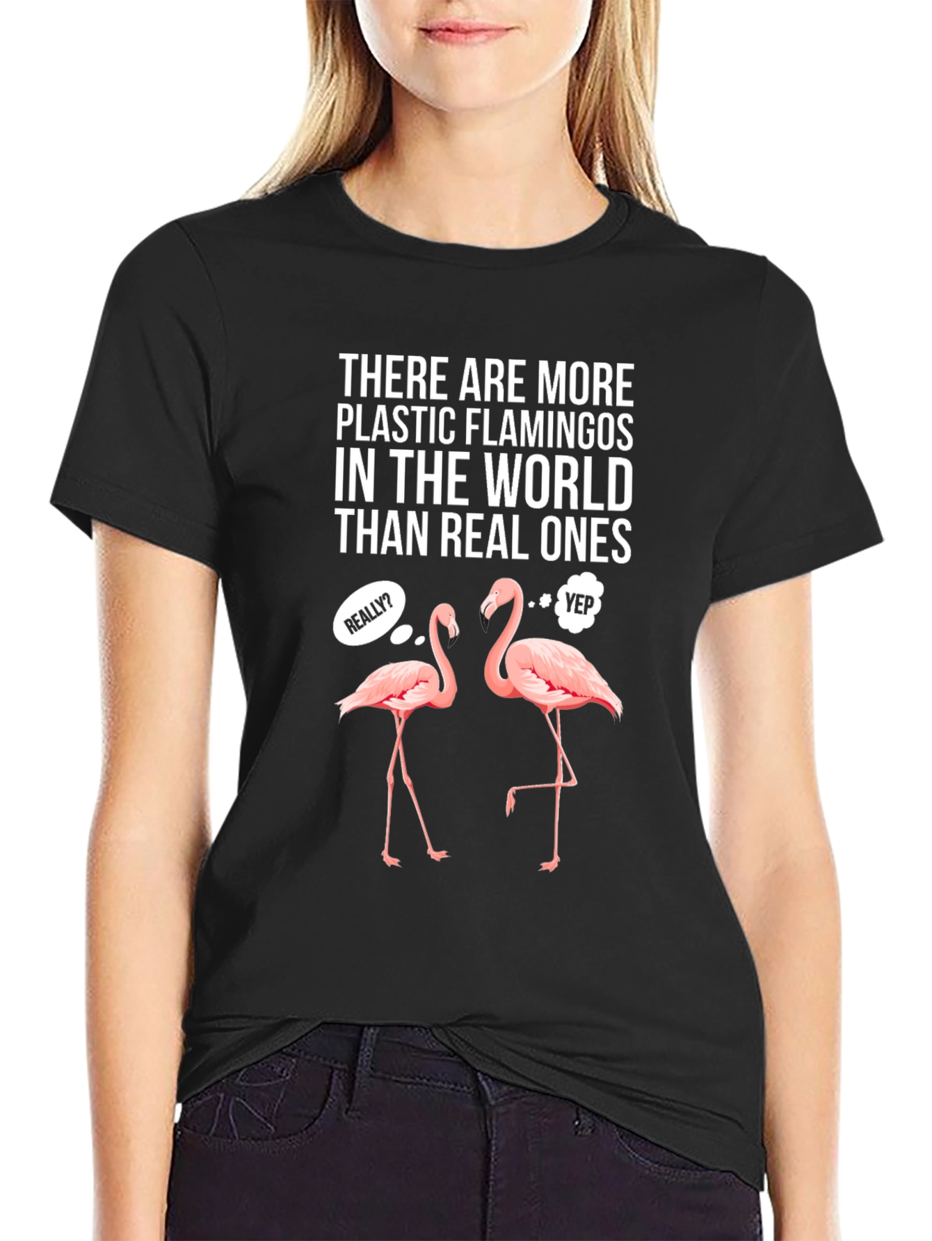 Black Flamingo T-Shirt - More Plastic Than Real! view 2