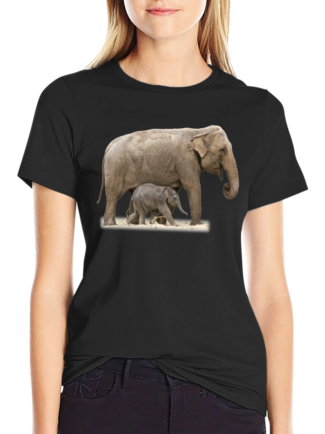 Black Elephant Family Graphic Tee view 2