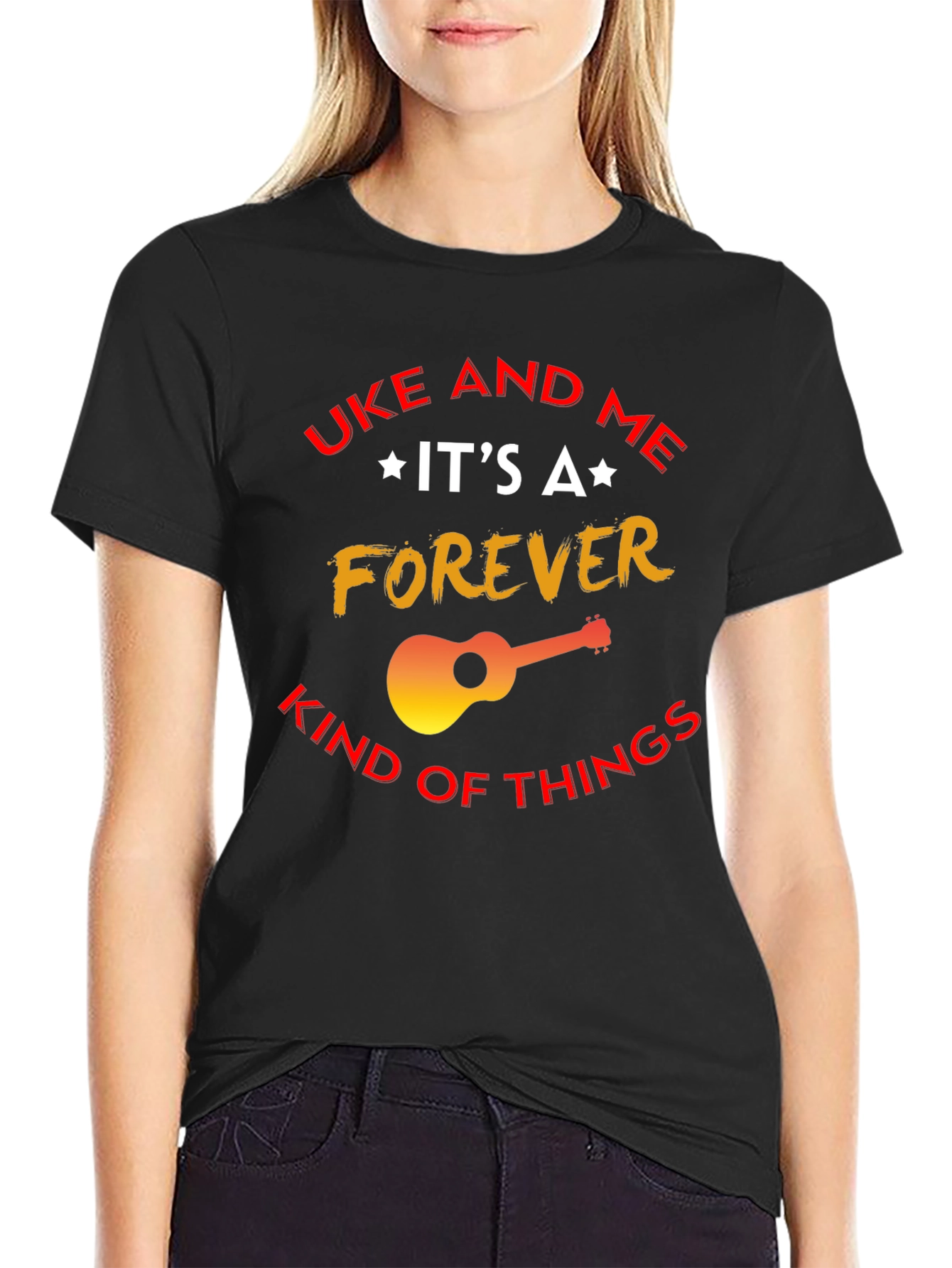 Black Uke and Me Forever T-Shirt - Music Lover Tee view 2