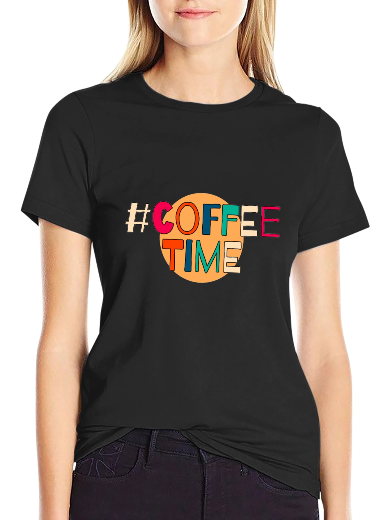 Black Coffee Time Graphic Tee - Unisex Black T-Shirt view 2