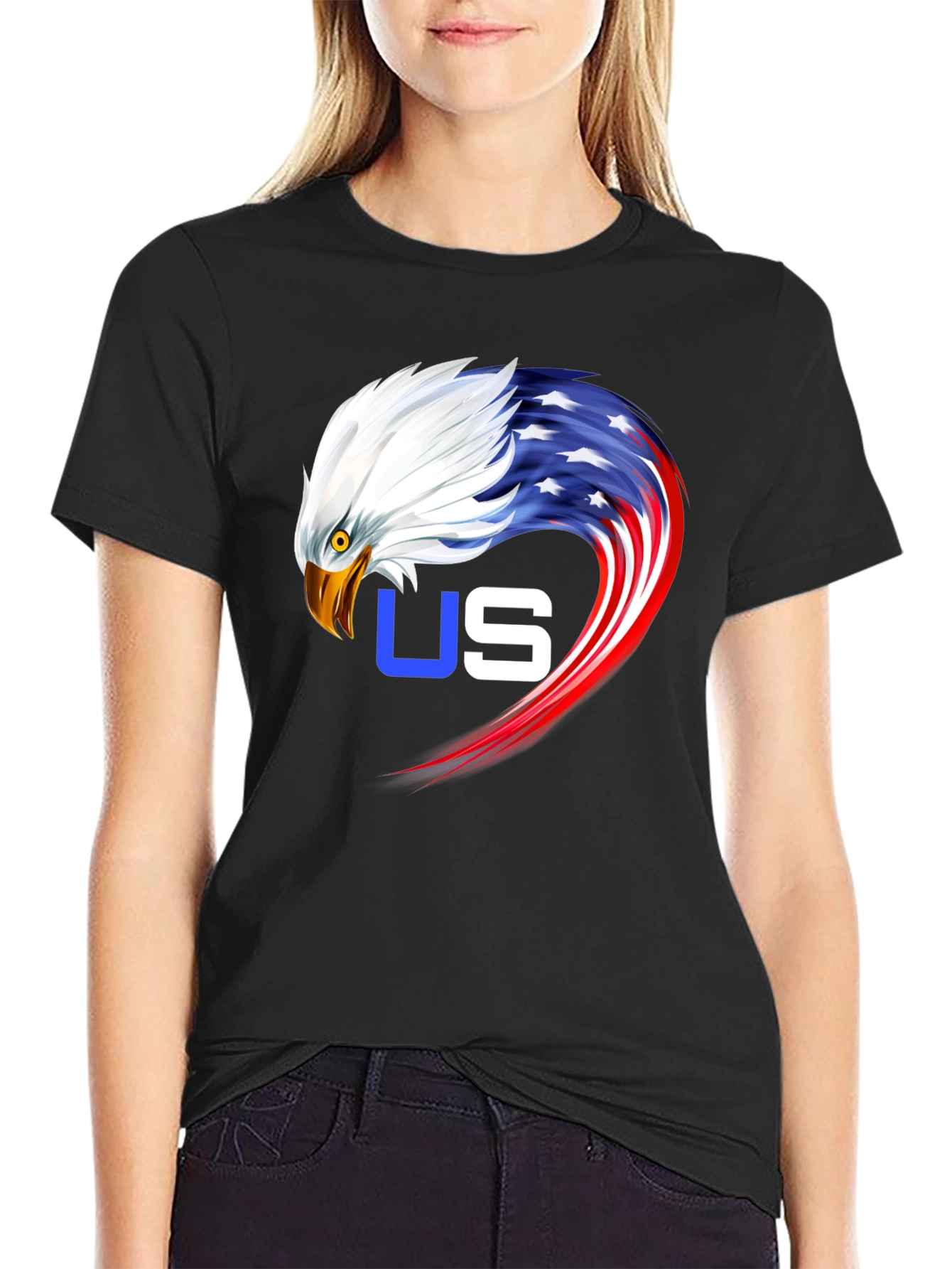 Black Patriotic Eagle Graphic Tee - USA Pride view 2