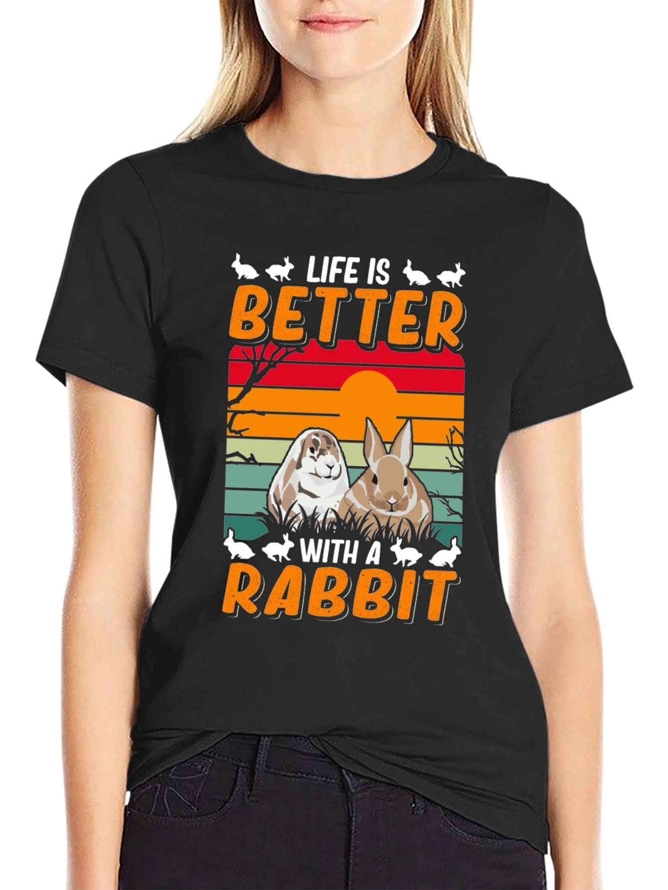 Black Life is Better With A Rabbit T-Shirt view 2