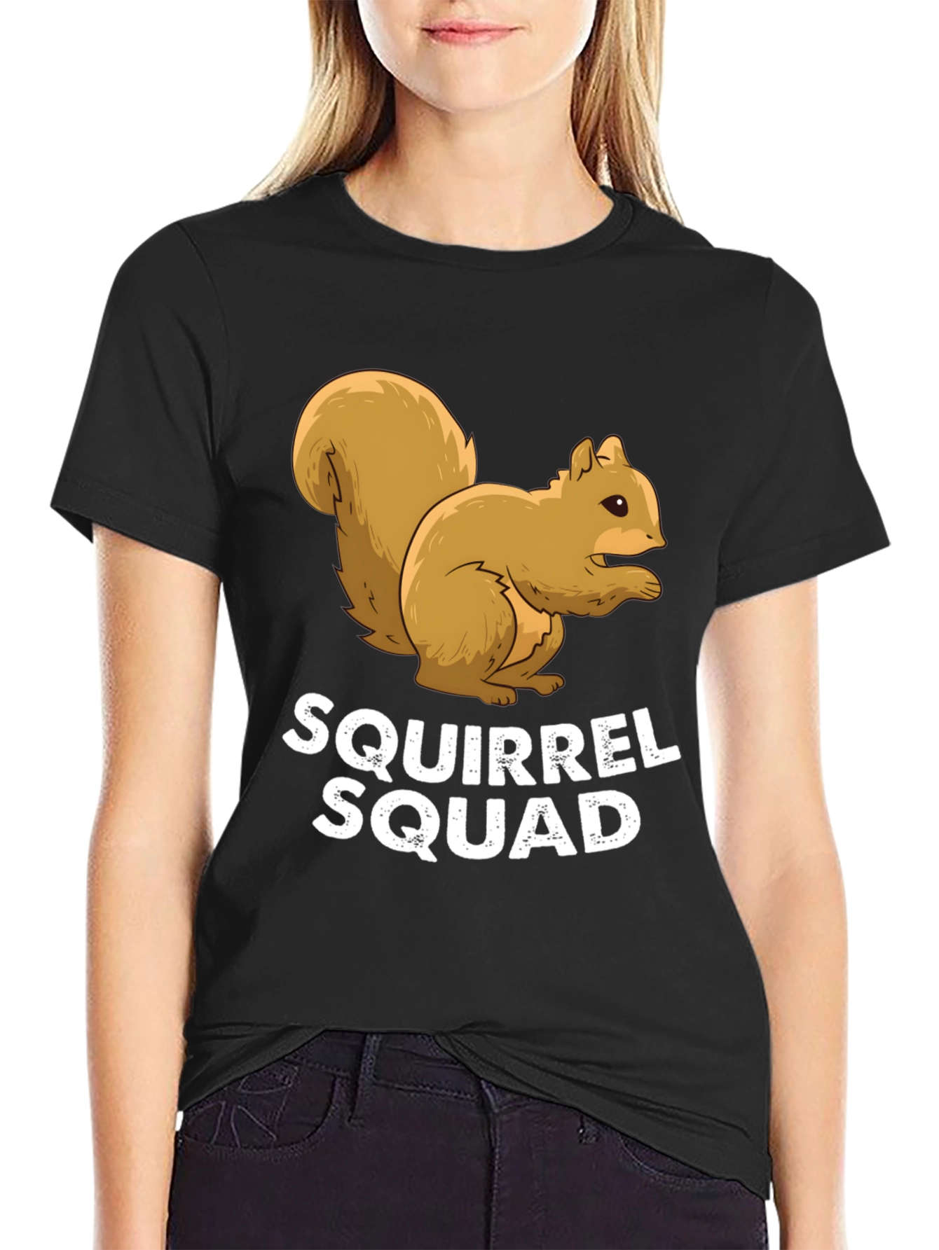 Black Squirrel Squad Graphic Tee - Black Crew Neck Shirt view 2