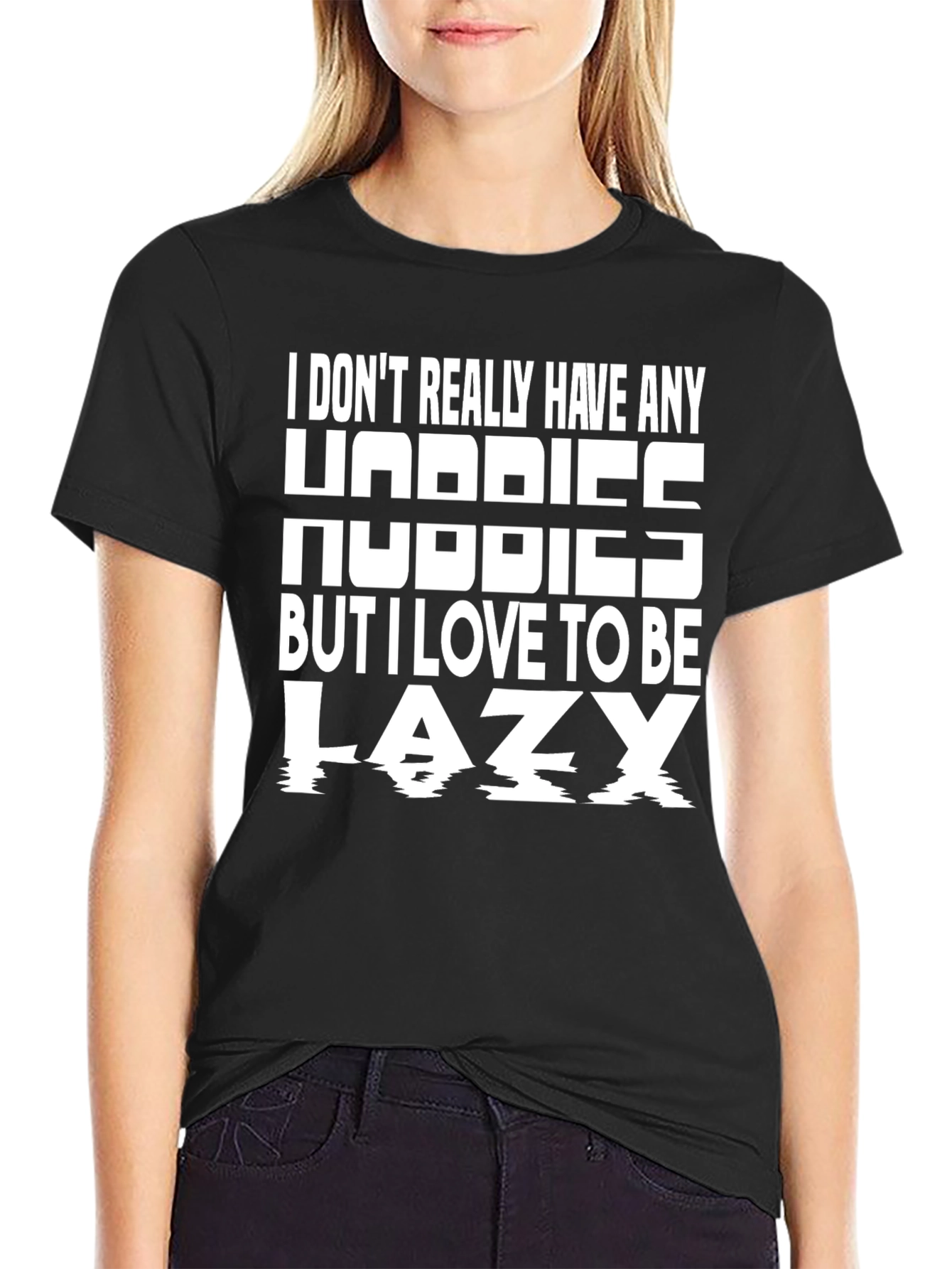 Black Lazy Hobby Funny Graphic Tee view 2