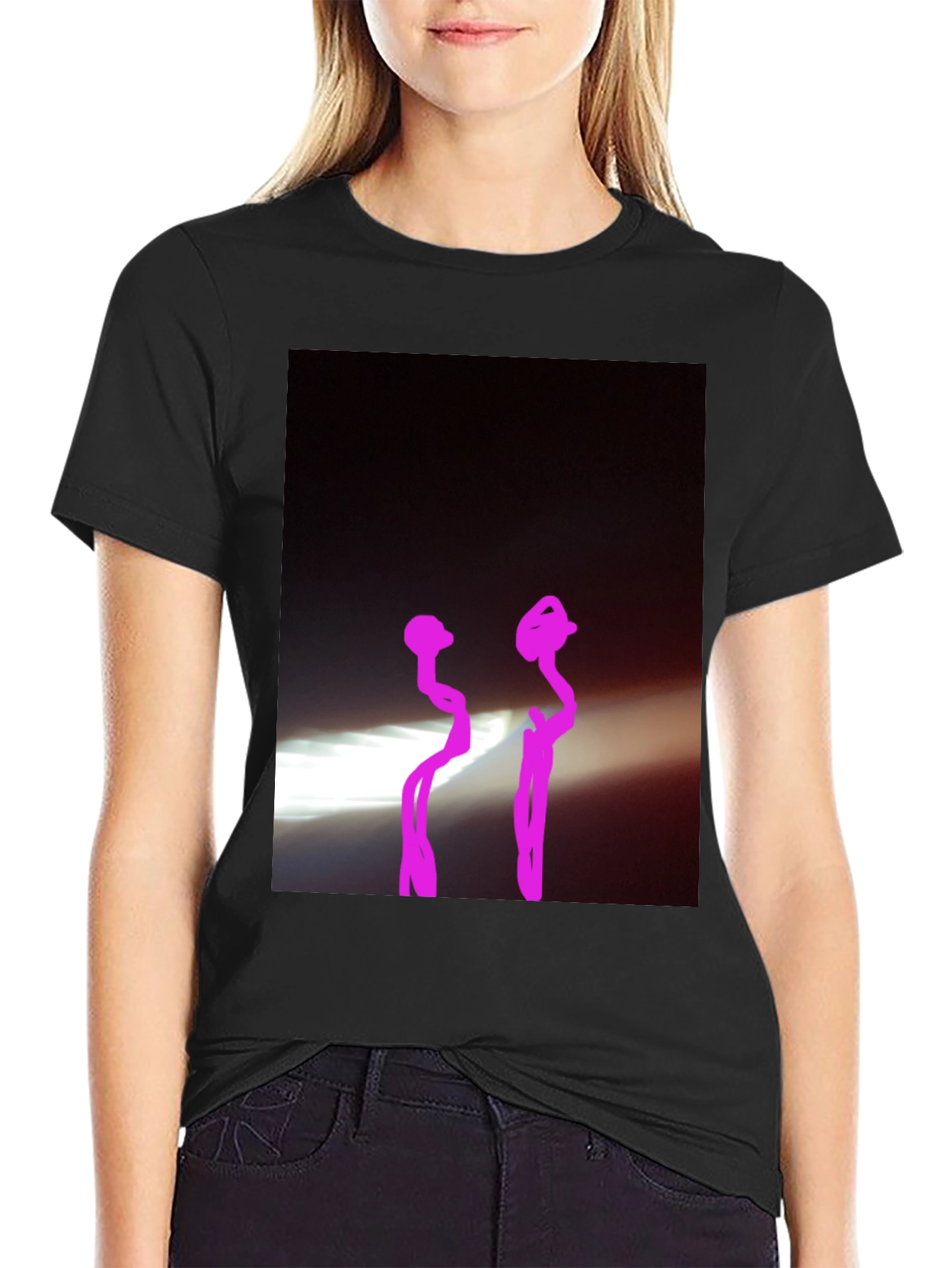 Black Black Graphic Tee with Abstract Design view 2