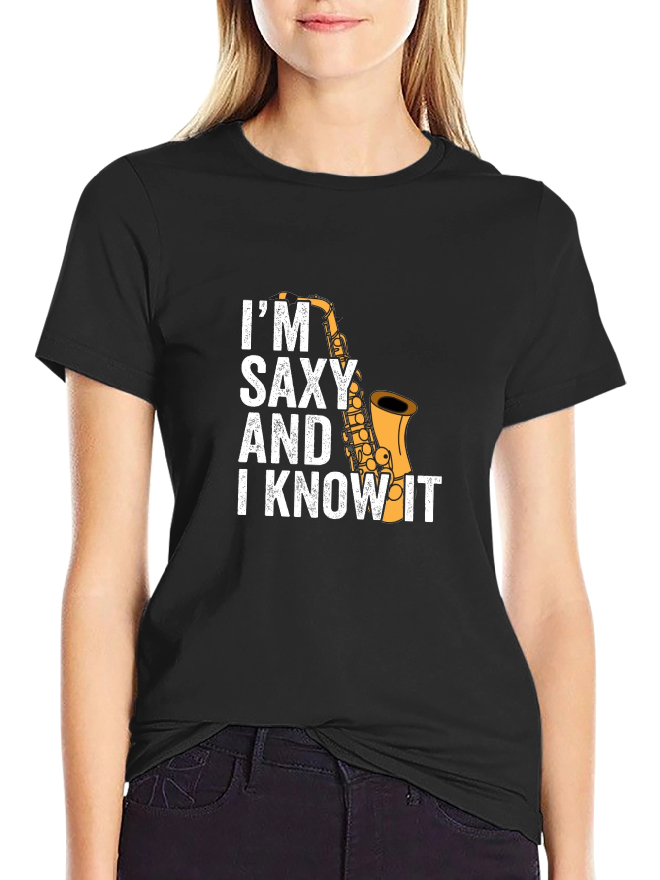 Black I'm Saxy and I Know It T-Shirt view 2