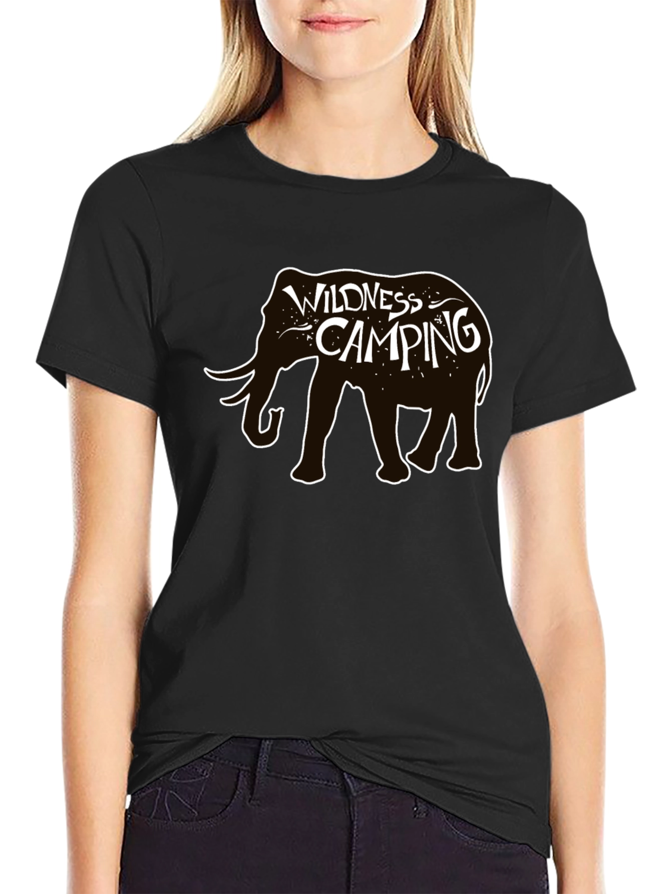 Black Wilderness Camping Elephant Graphic Tee view 2