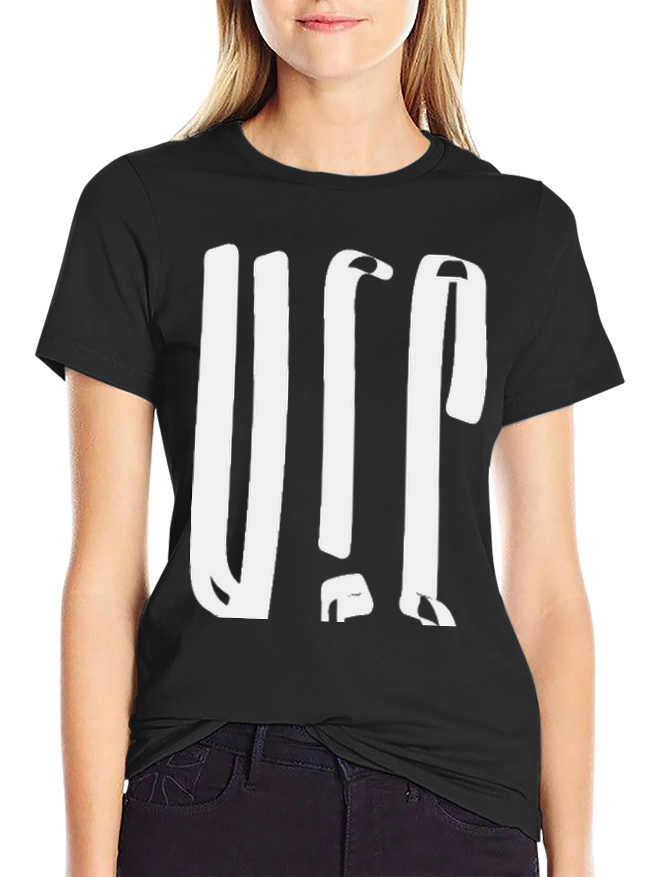 Black Bold Graphic Print Black Cotton Tee view 2