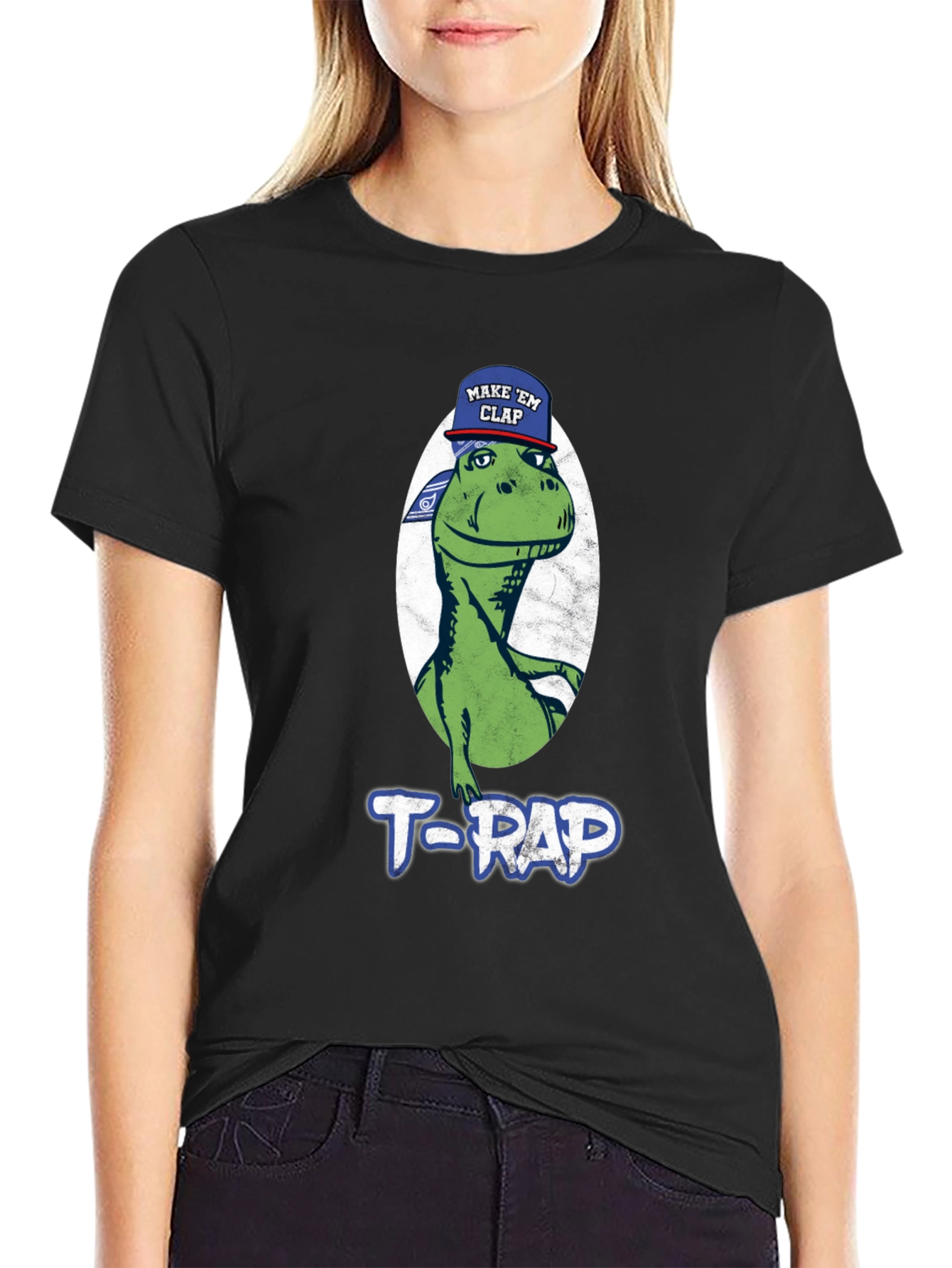 Black T-RAP Dinosaur Graphic Tee - Make 'em Clap view 2
