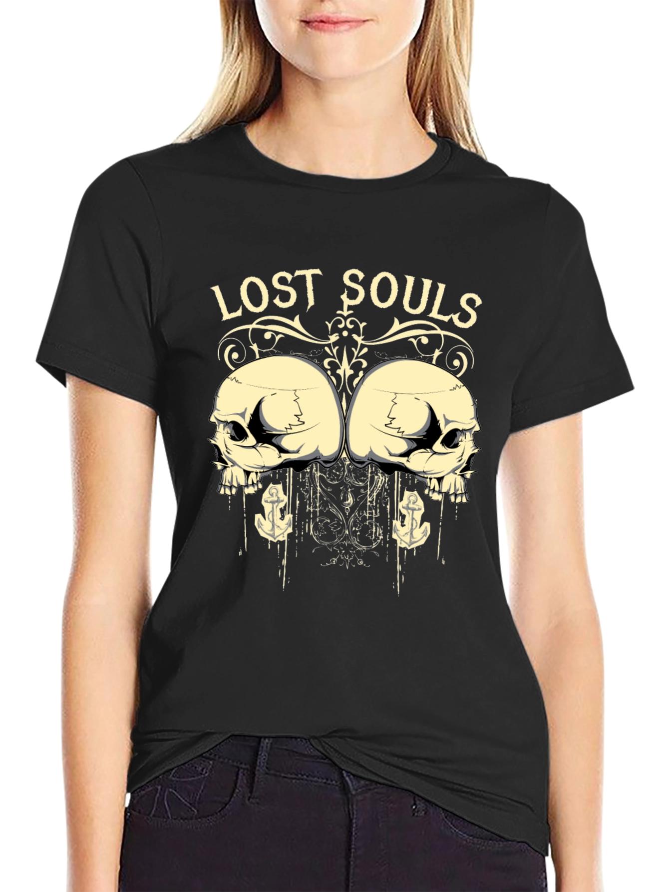Black Lost Souls Graphic Print T-Shirt - Unisex view 2