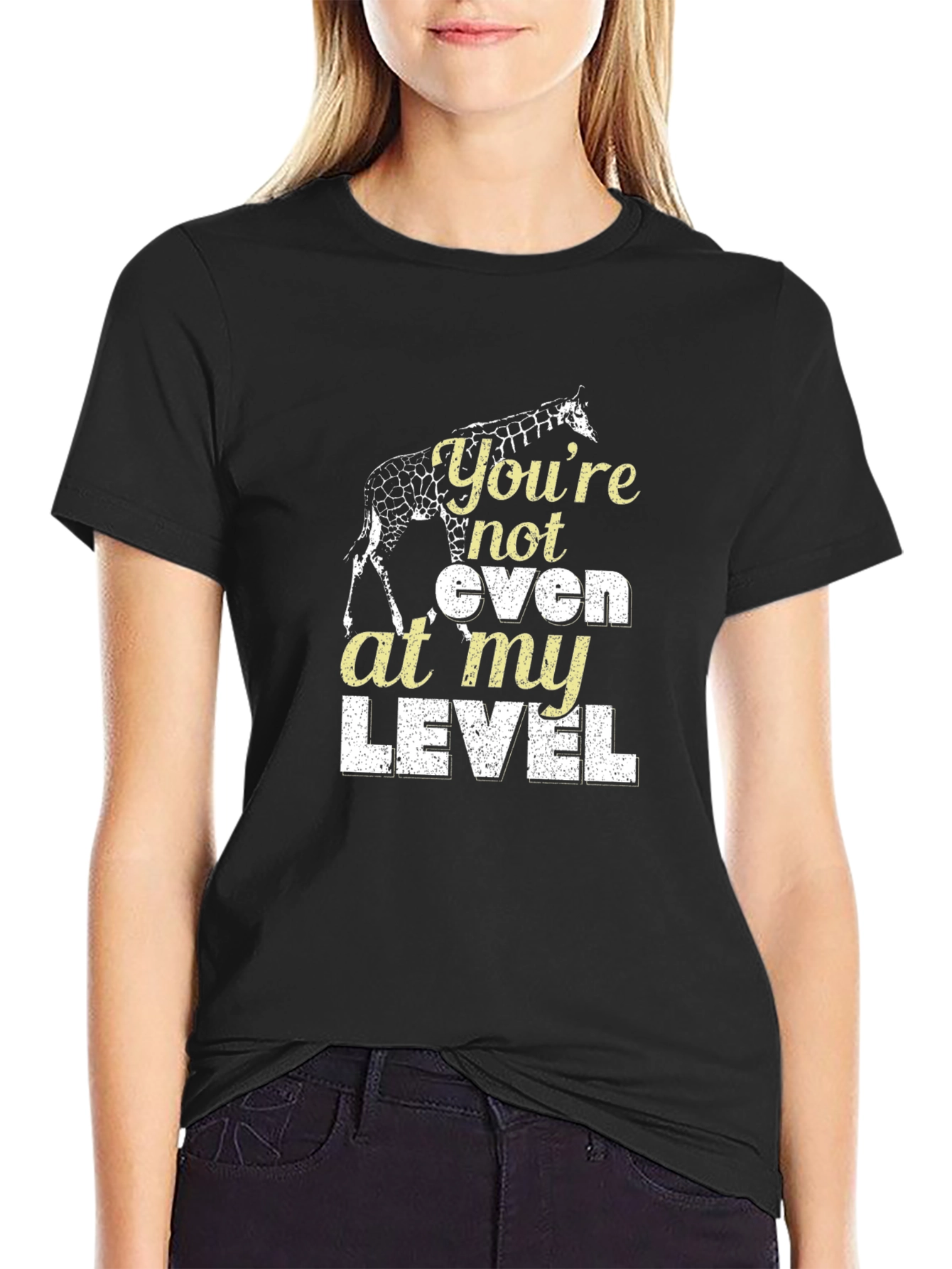 Black Giraffe Level Black T-Shirt view 2