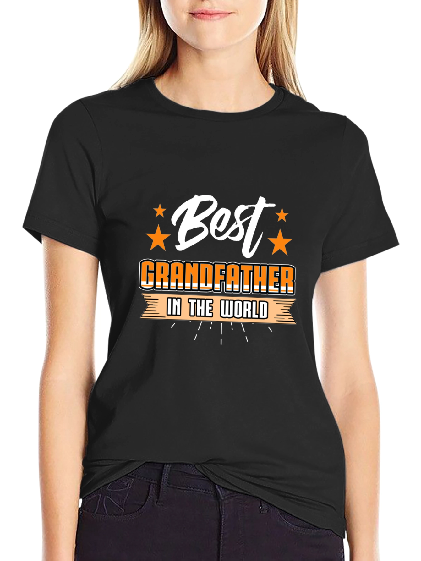 Black Best Grandfather T-Shirt - Black, Graphic Tee view 2