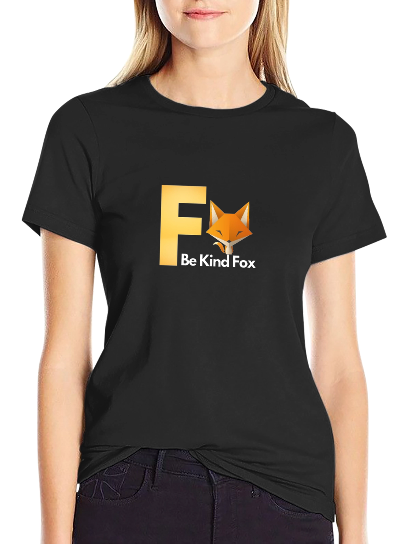 Black Be Kind Fox T-Shirt - Stylish Graphic Tee view 2