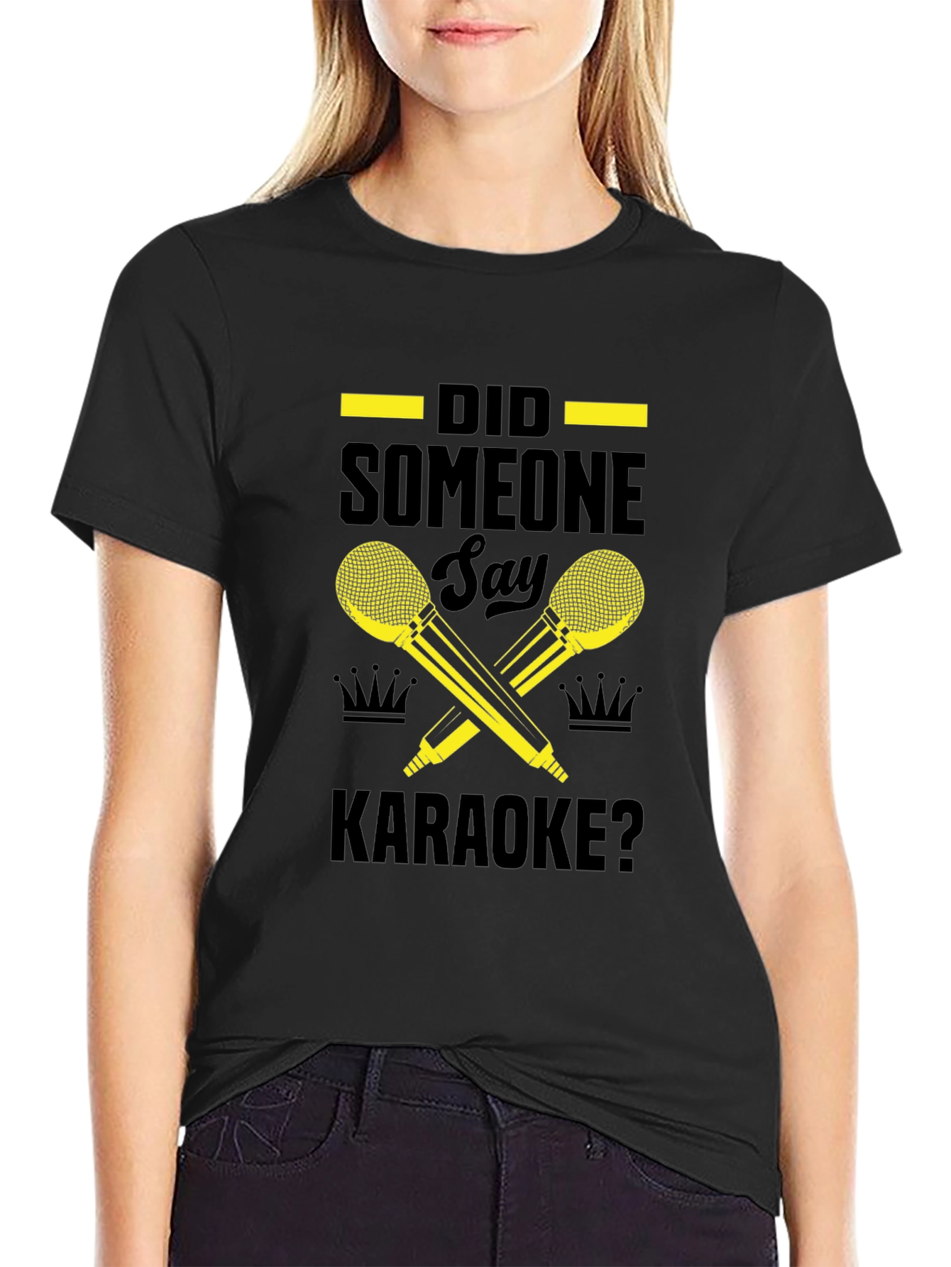 Black Karaoke Microphone Graphic Tee view 2
