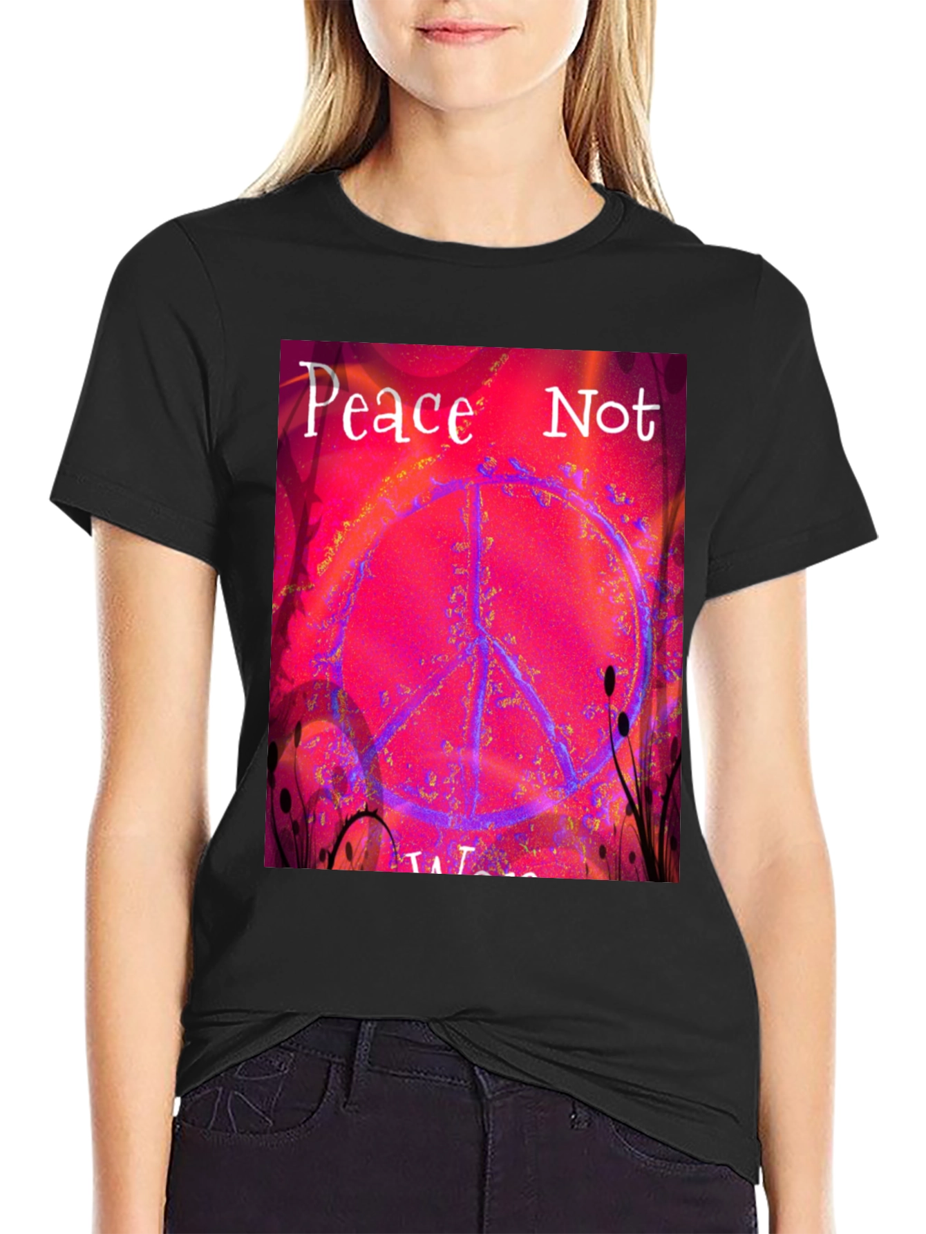 Black Peace Not War Graphic Tee view 2