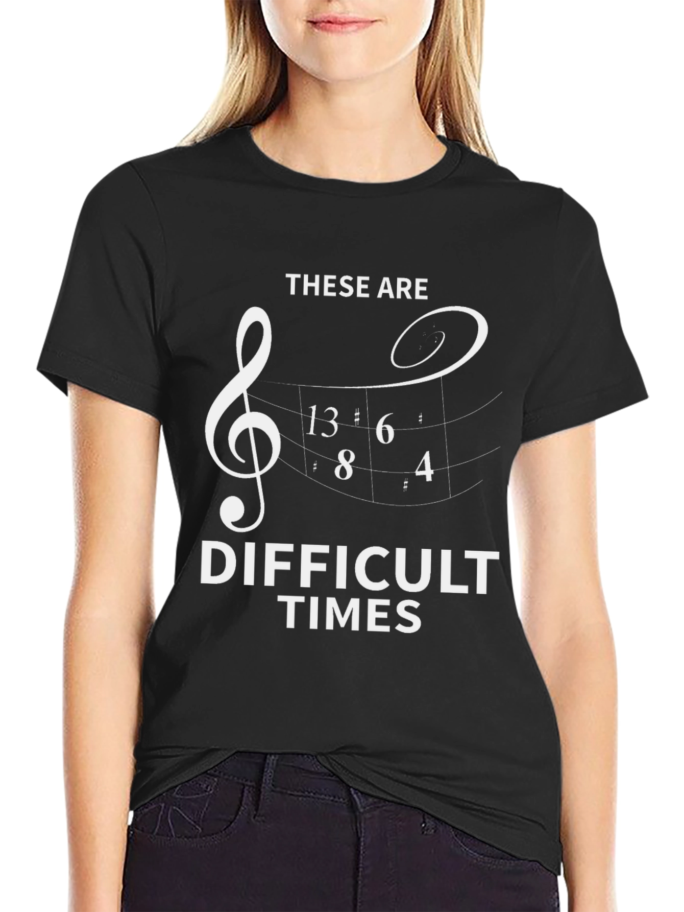 Black Difficult Times Music T-Shirt view 2