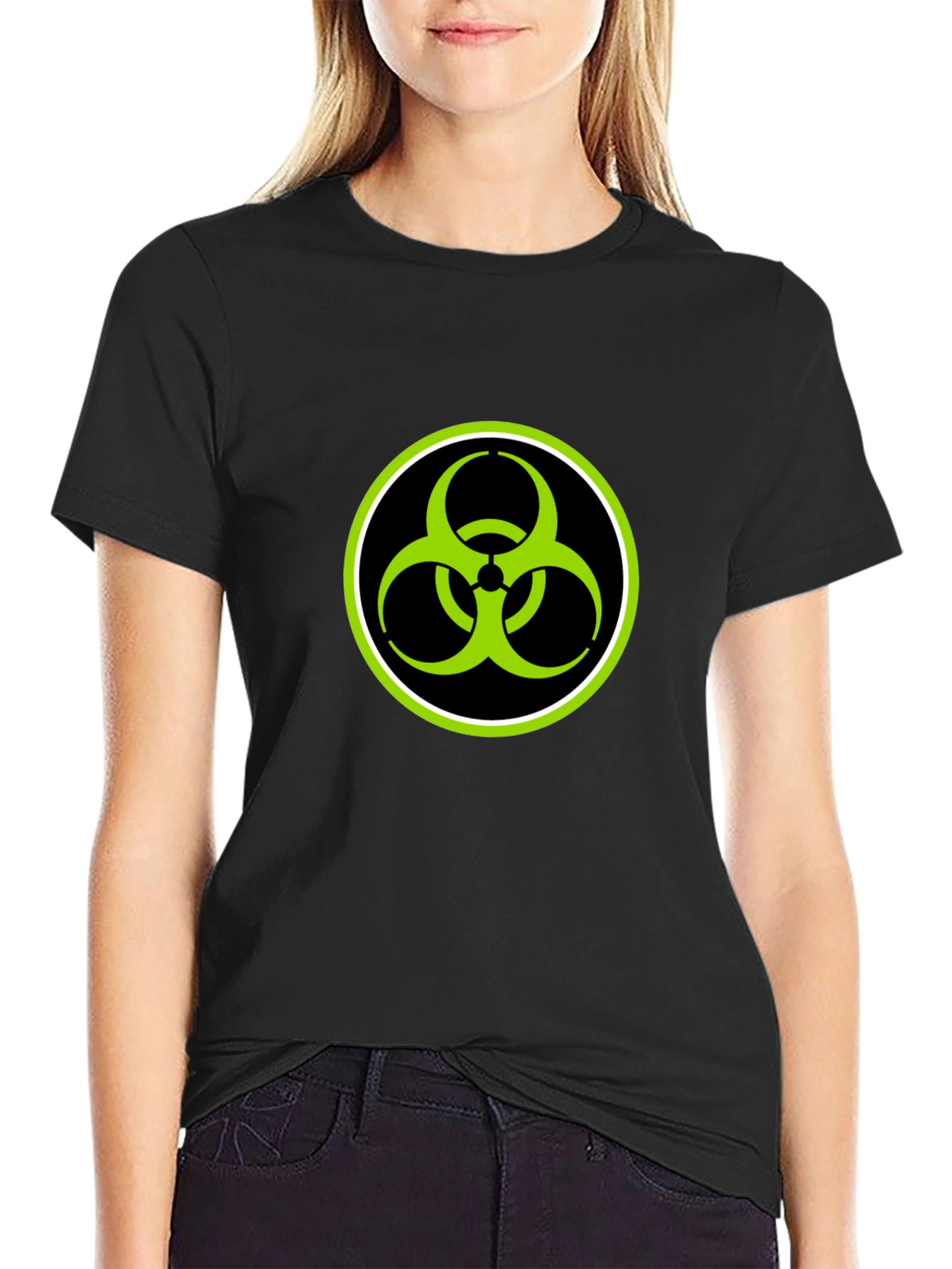 Black Biohazard Symbol Graphic T-Shirt - Black view 2