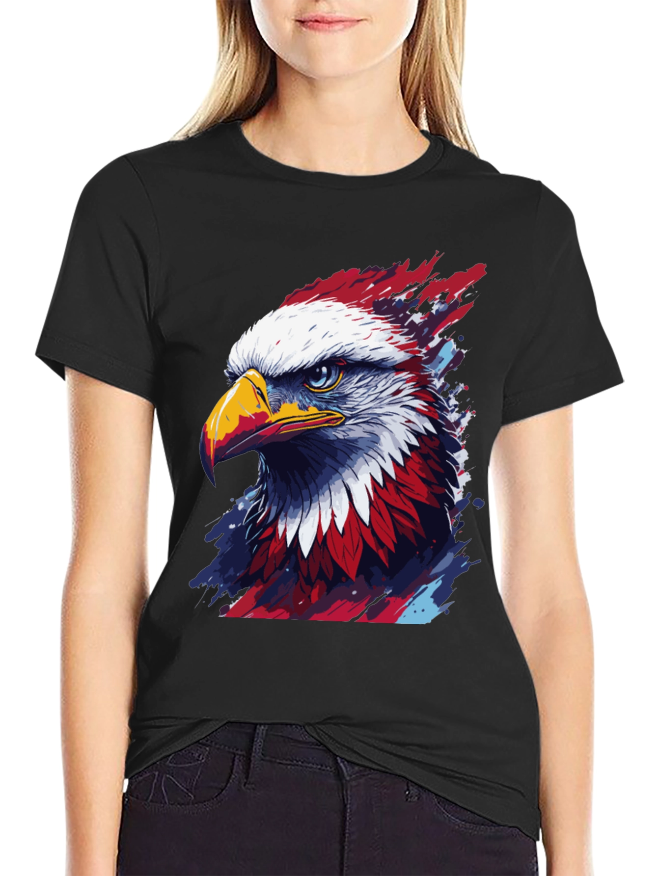 Black Patriotic Eagle Graphic Tee - Men's Black T-Shirt view 2