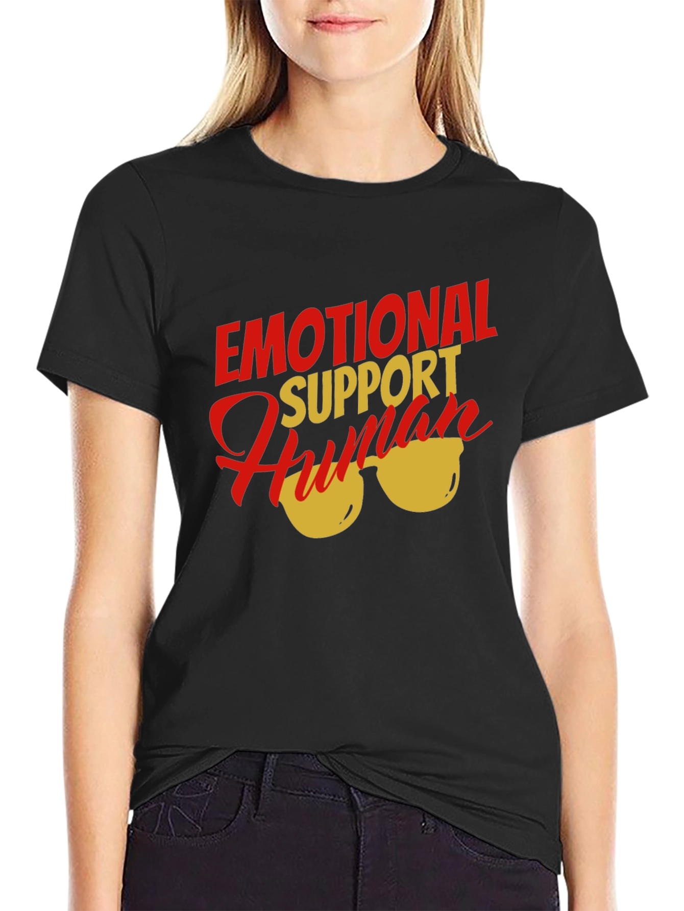 Black Emotional Support Human T-Shirt view 2