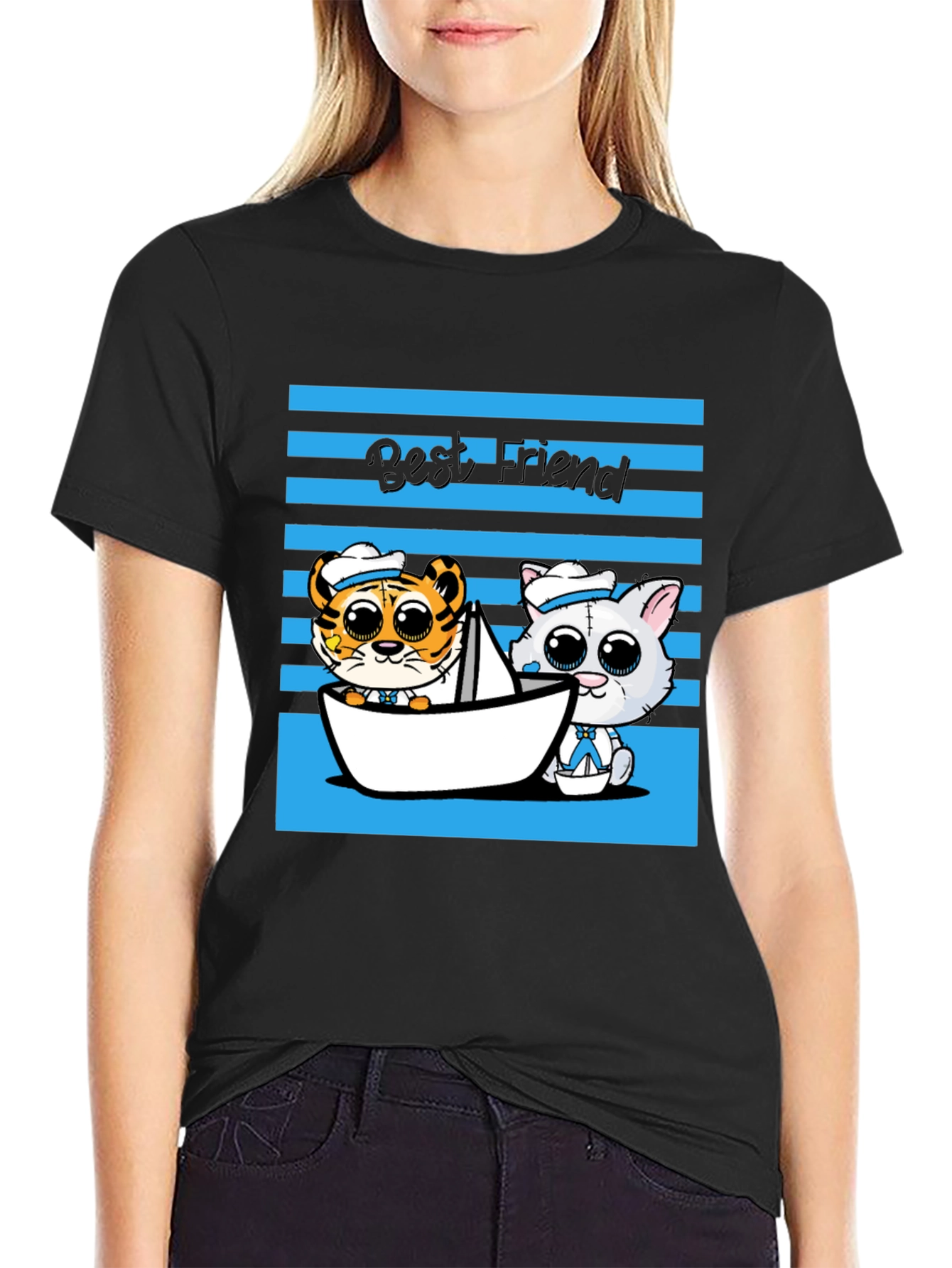 Black Best Friend Cartoon Graphic Tee view 2