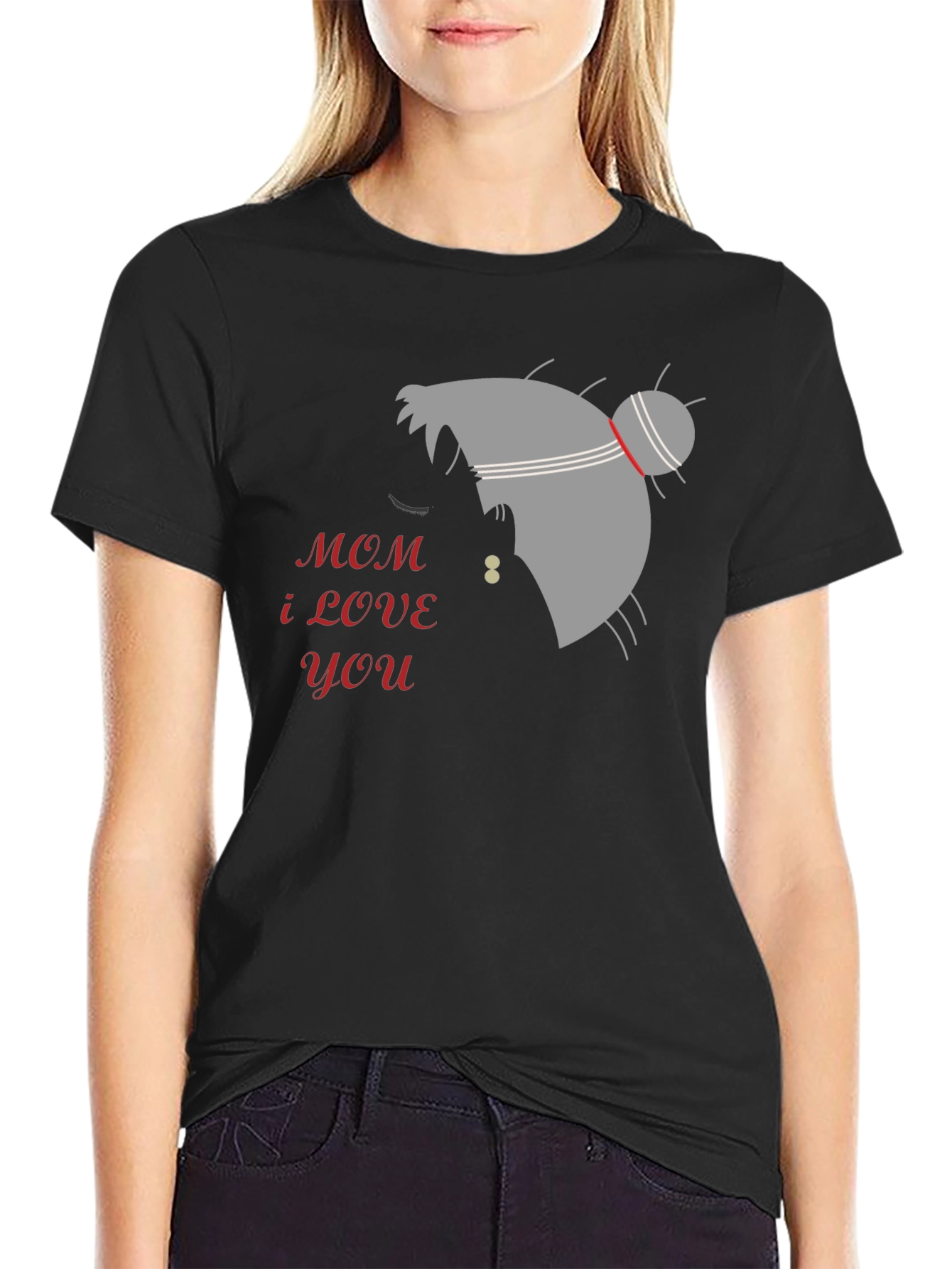 Black Mom I Love You Black Graphic Tee view 2