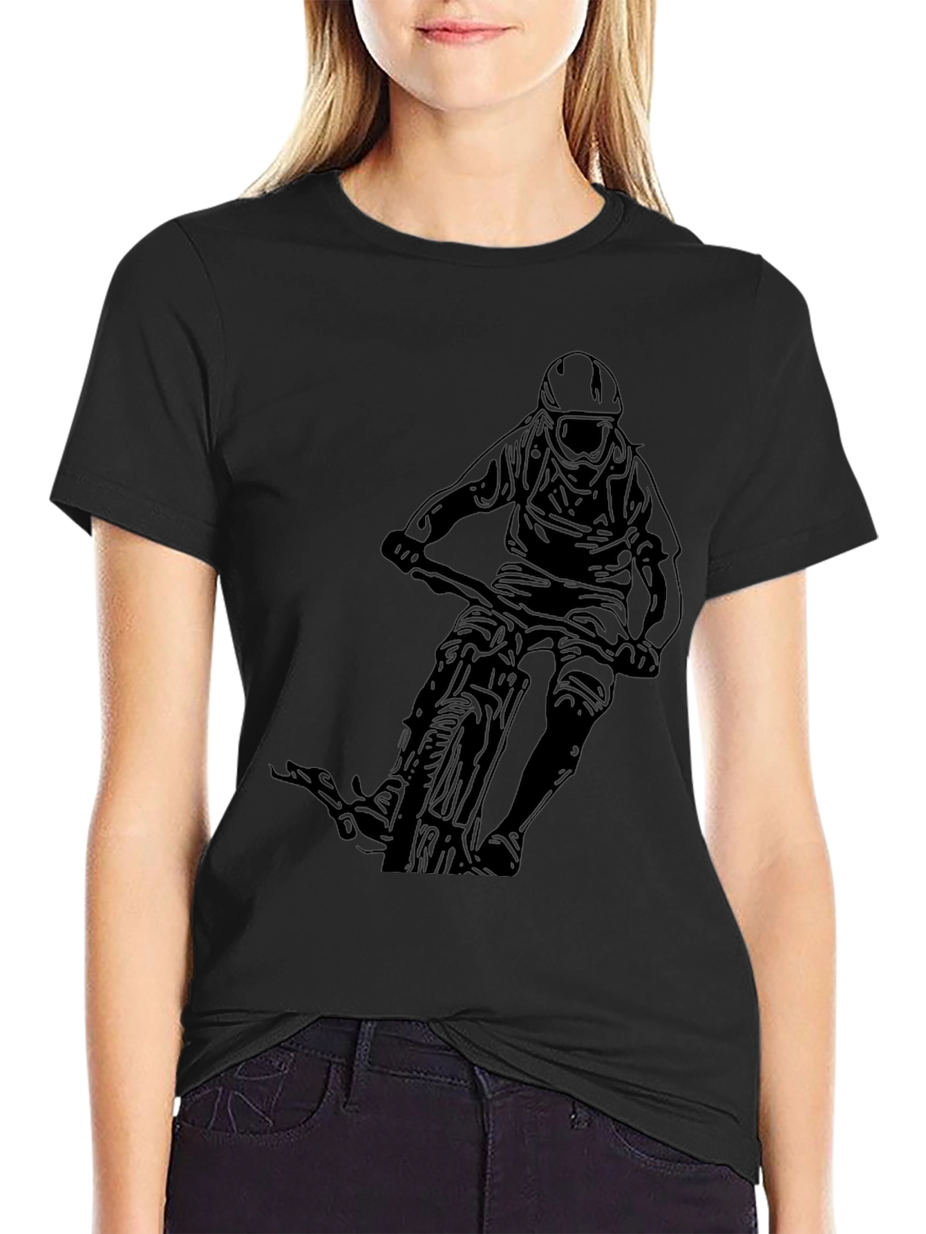 Black Mountain Biker Graphic Tee - Black Cotton view 2