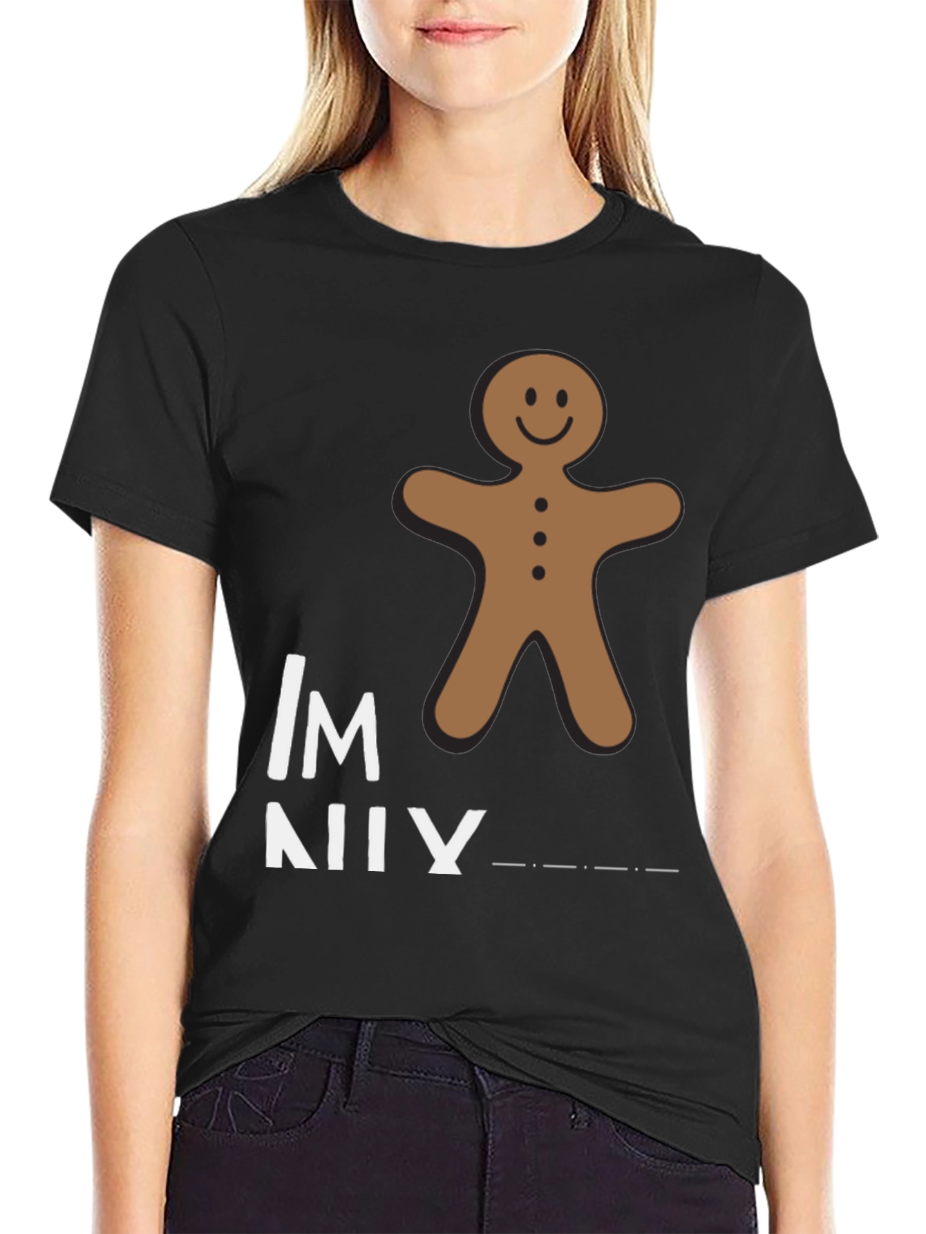 Black Gingerbread Man Funny Graphic T-Shirt view 2