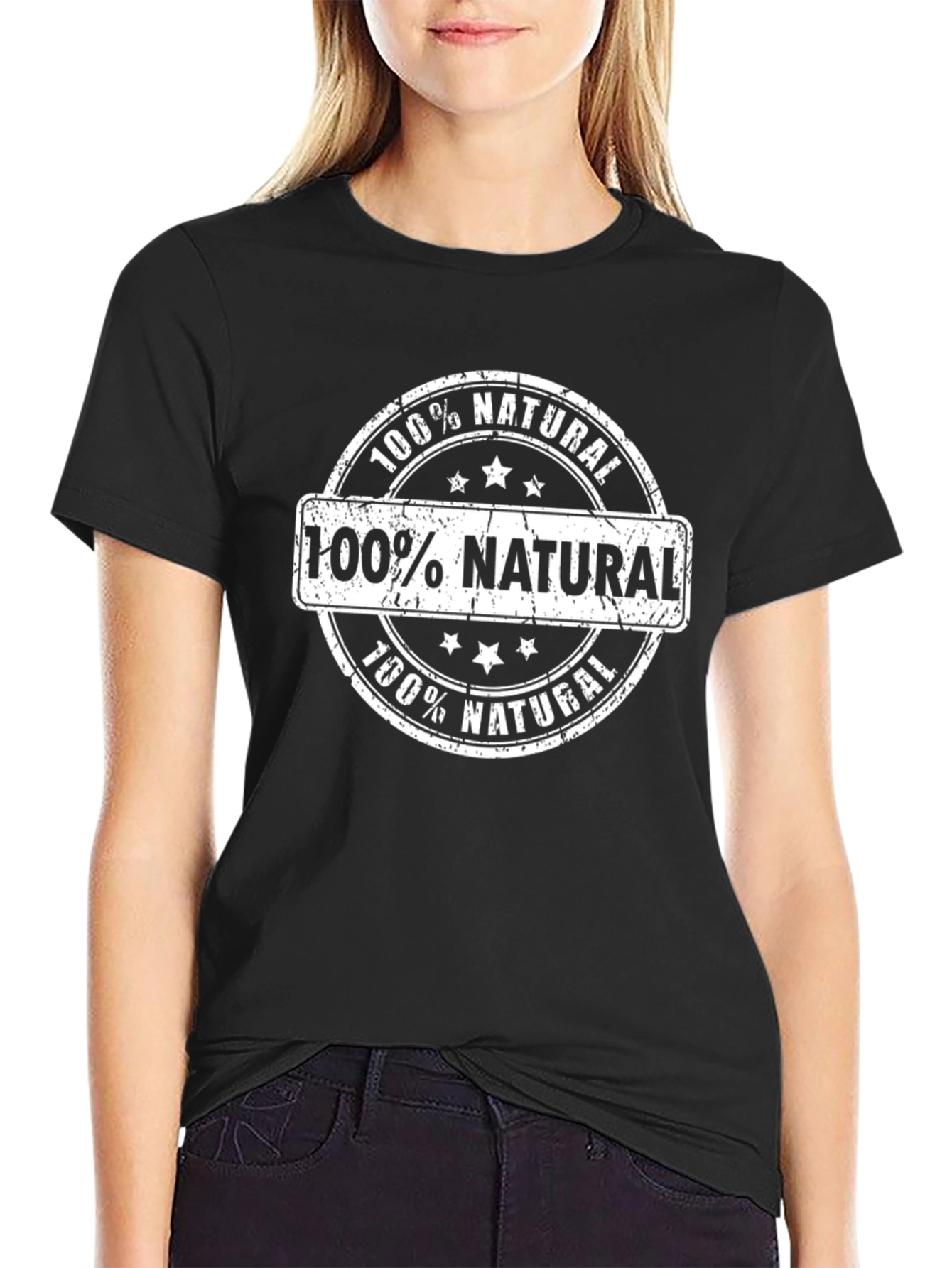 Black 100% Natural Graphic Tee - Soft Cotton Blend view 2
