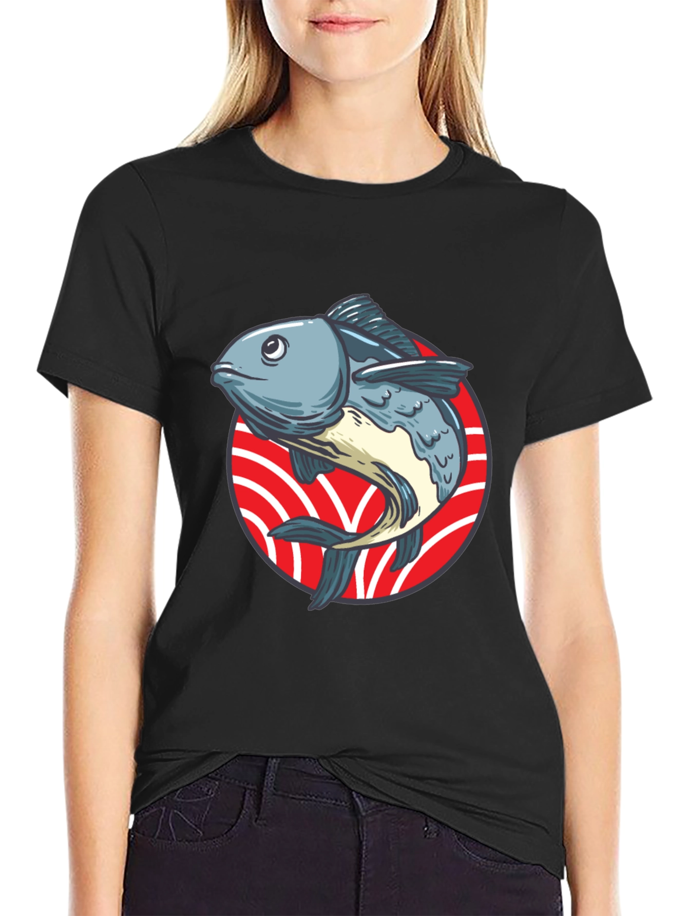 Black Fish Graphic T-Shirt - Unique Design view 2
