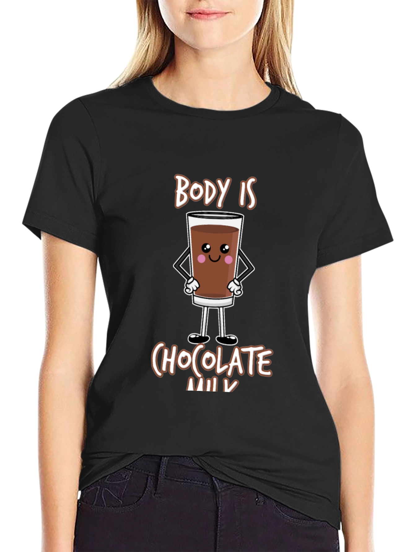 Black Funny Chocolate Milk Body T-Shirt - Unisex Tee view 2